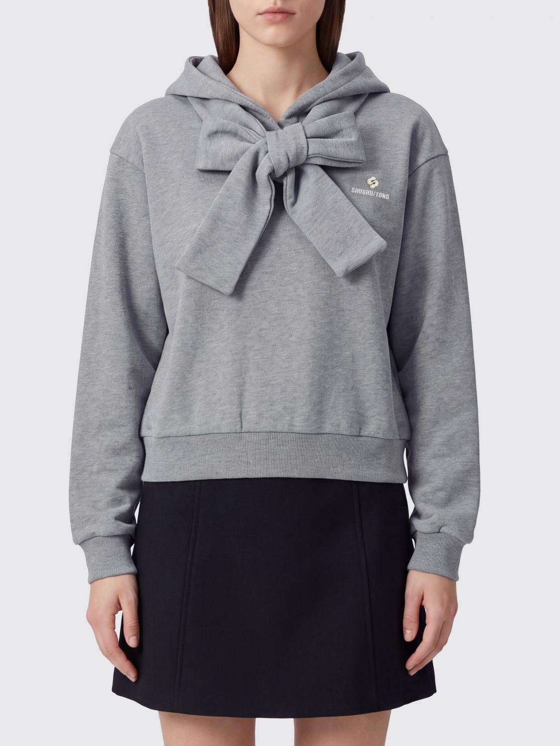 Shushu/tong Cotton Hoodie with Contrast Logo and Dropped Shoulders