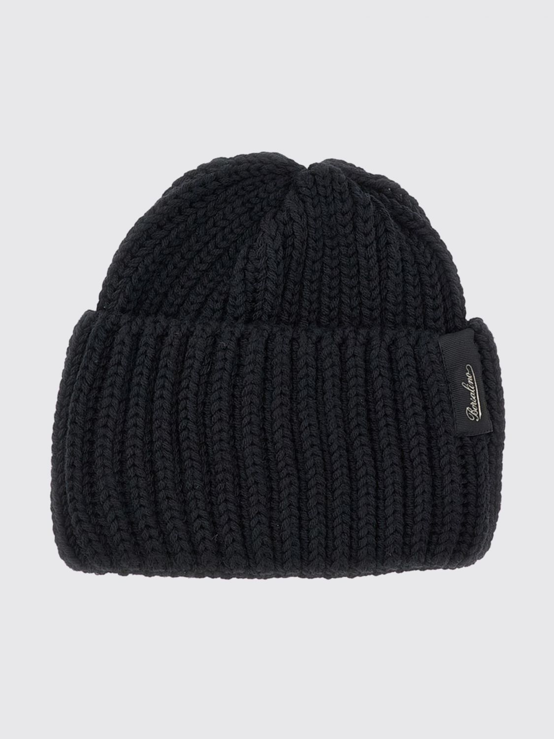 Borsalino Virgin Wool Beanie Hat with Cuff and Logo