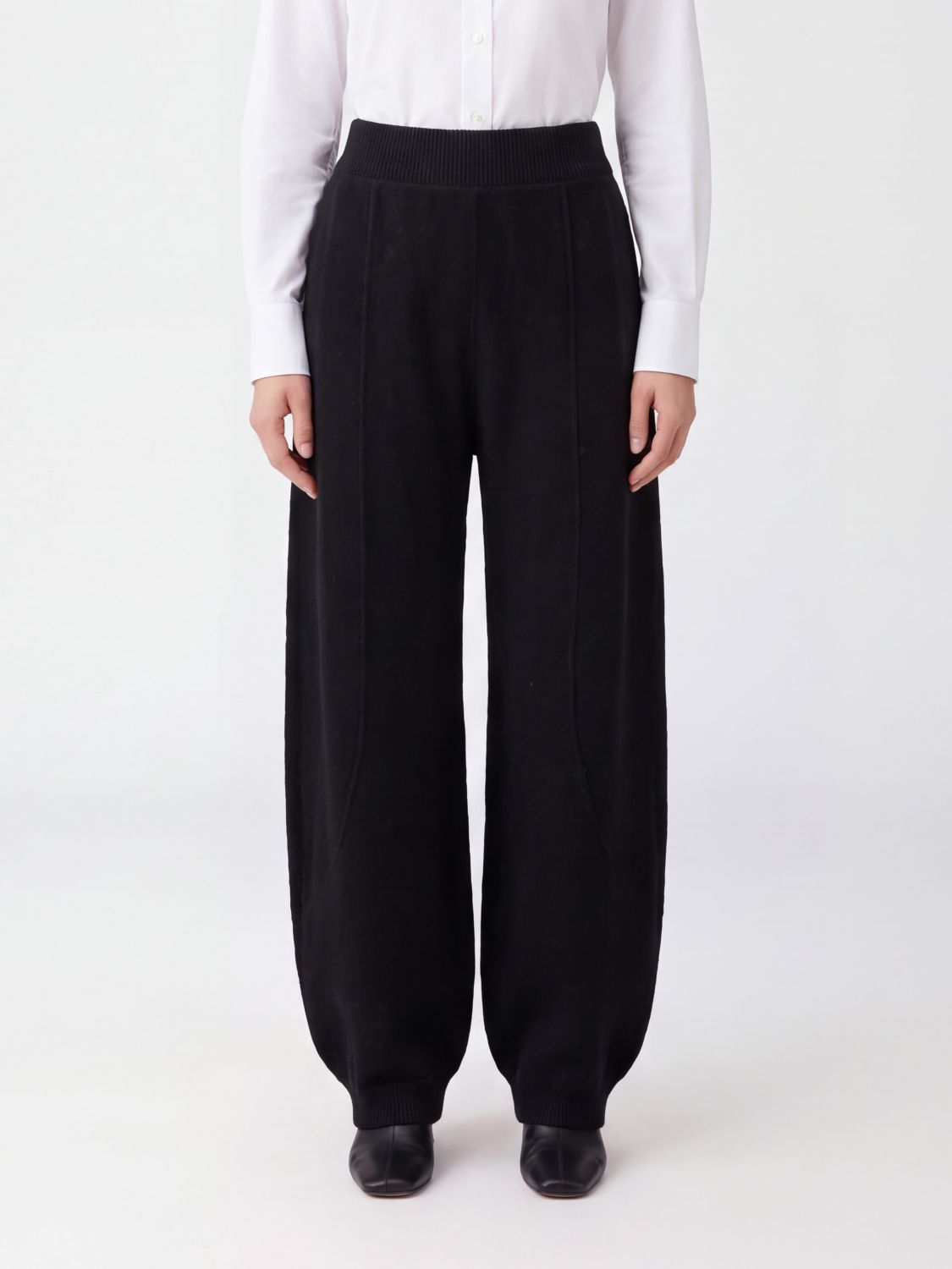MAX MARA Pantaloni wide leg in maglia di lana e cashmere