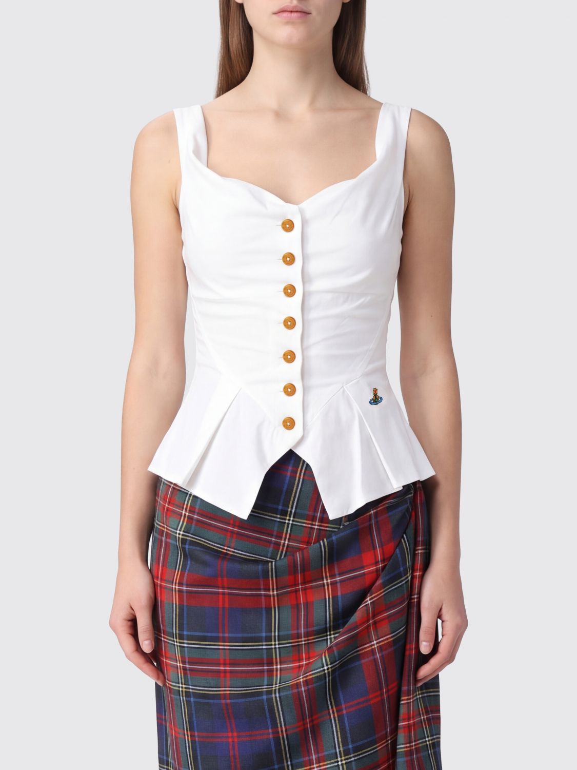 VIVIENNE WESTWOOD Monday Ruched Off-the-Shoulder Cotton Bustier Top