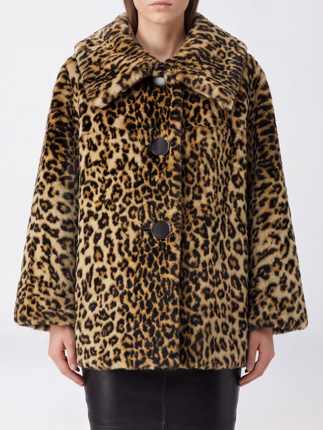 GIVENCHY Animal-Print Faux Fur Relaxed Fit Coat