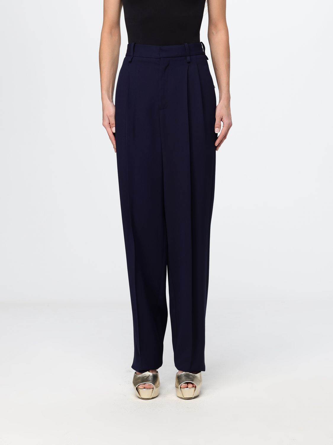 Elisabetta Franchi Mid-Rise Wide-Leg Tailored Crêpe Trousers
