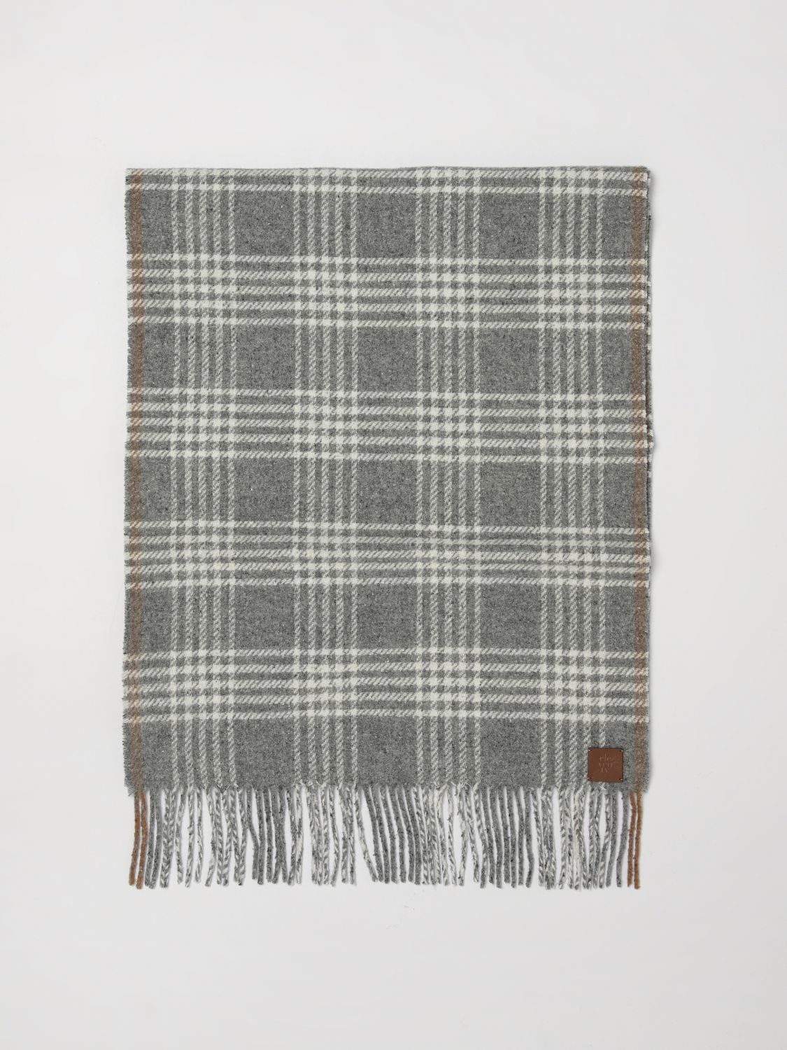 Eleventy Wool and Cashmere Blend Scarf with Tartan Pattern and Fringed Edges