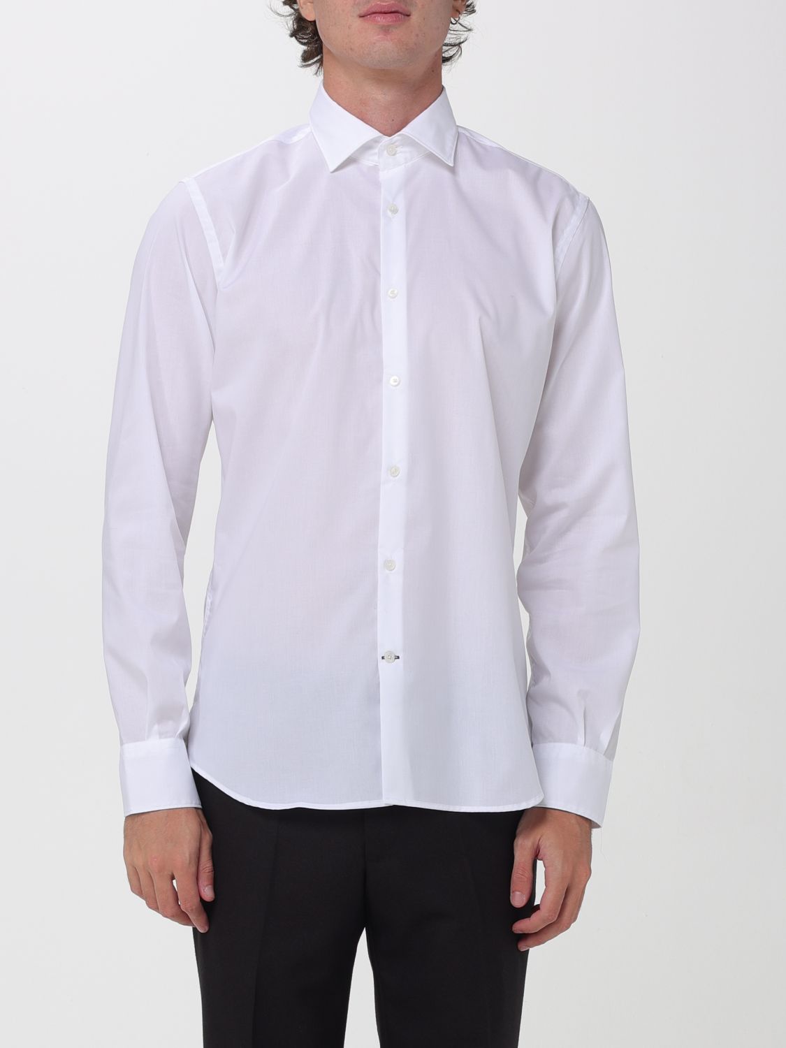 BROOKSFIELD Slim Fit French Collar Shirt in Cotton Poplin