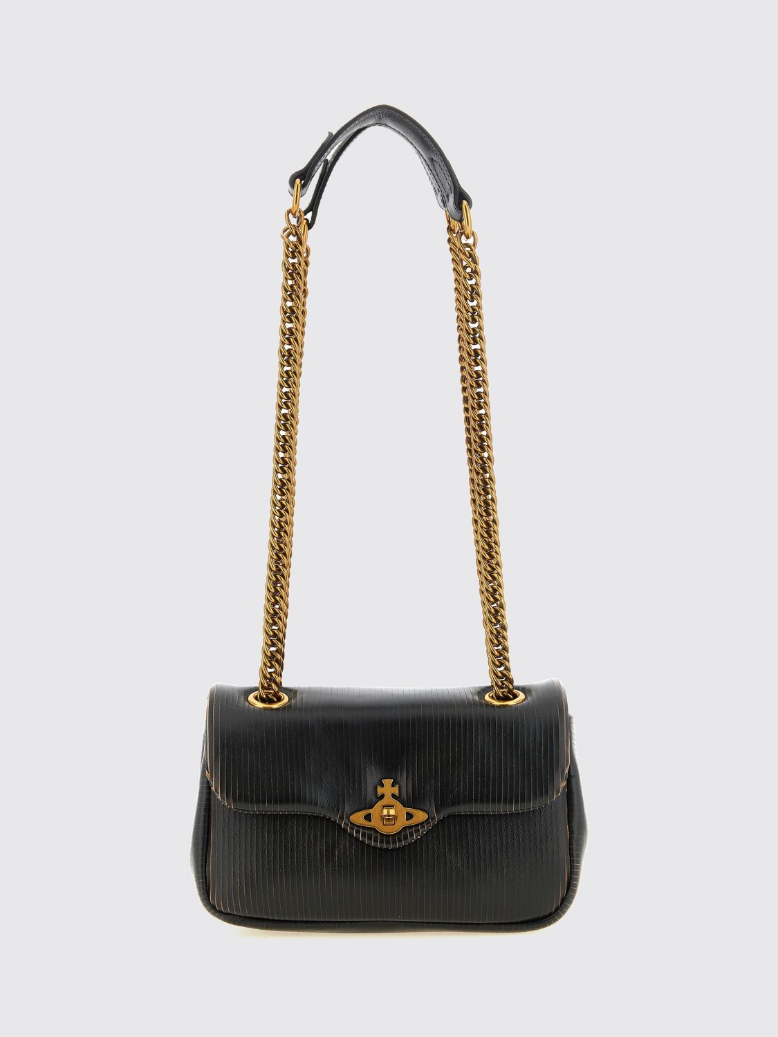 VIVIENNE WESTWOOD Embossed Leather Mini Shoulder Bag with Orb Logo