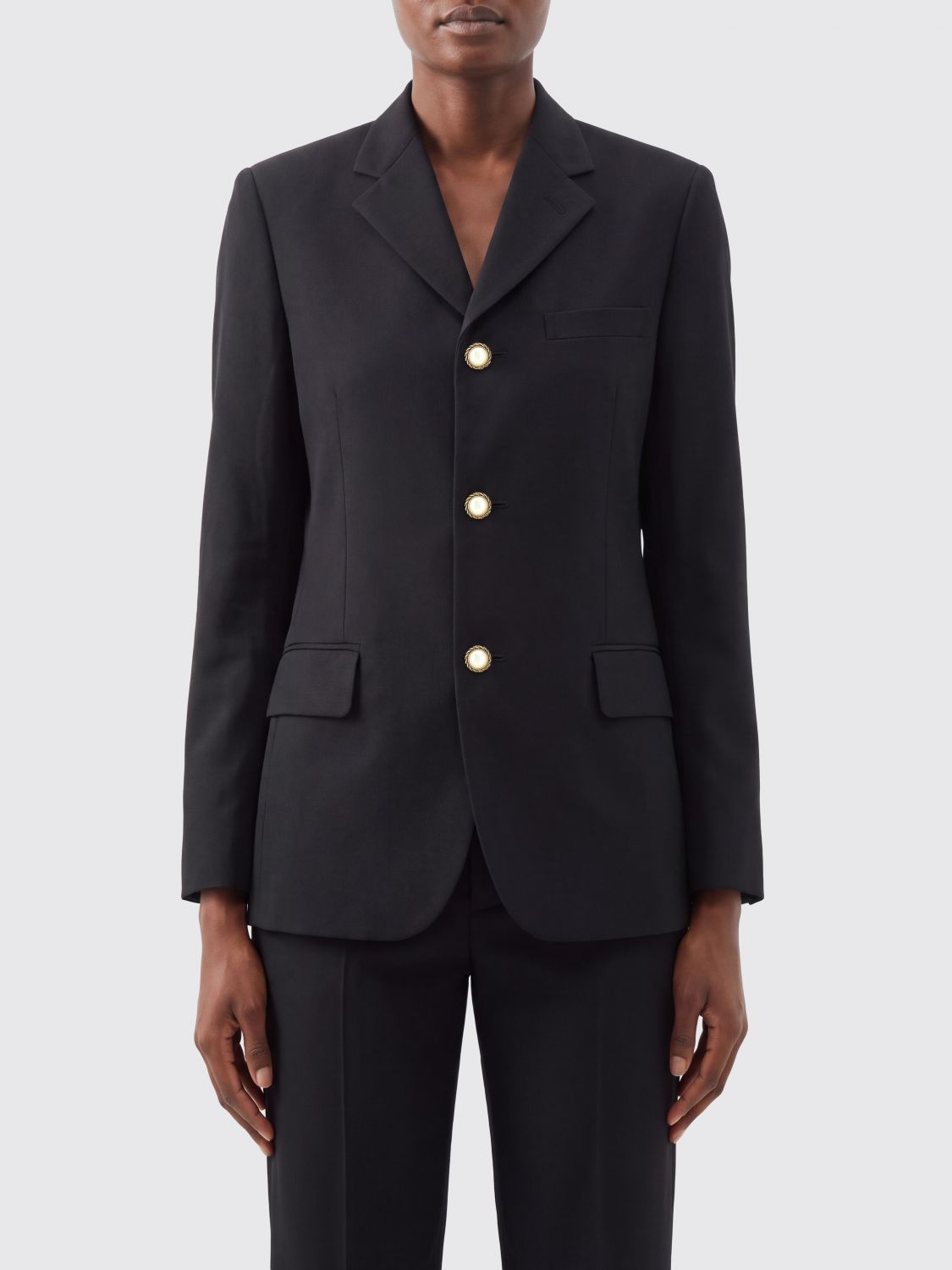 Comme Des Garçons Slim Fit Single-Breasted Crêpe Blazer with Classic Lapels