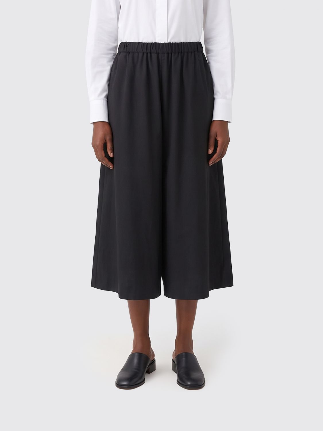 Comme Des Garçons Wool Wide-Leg Trousers with High Elasticated Waist