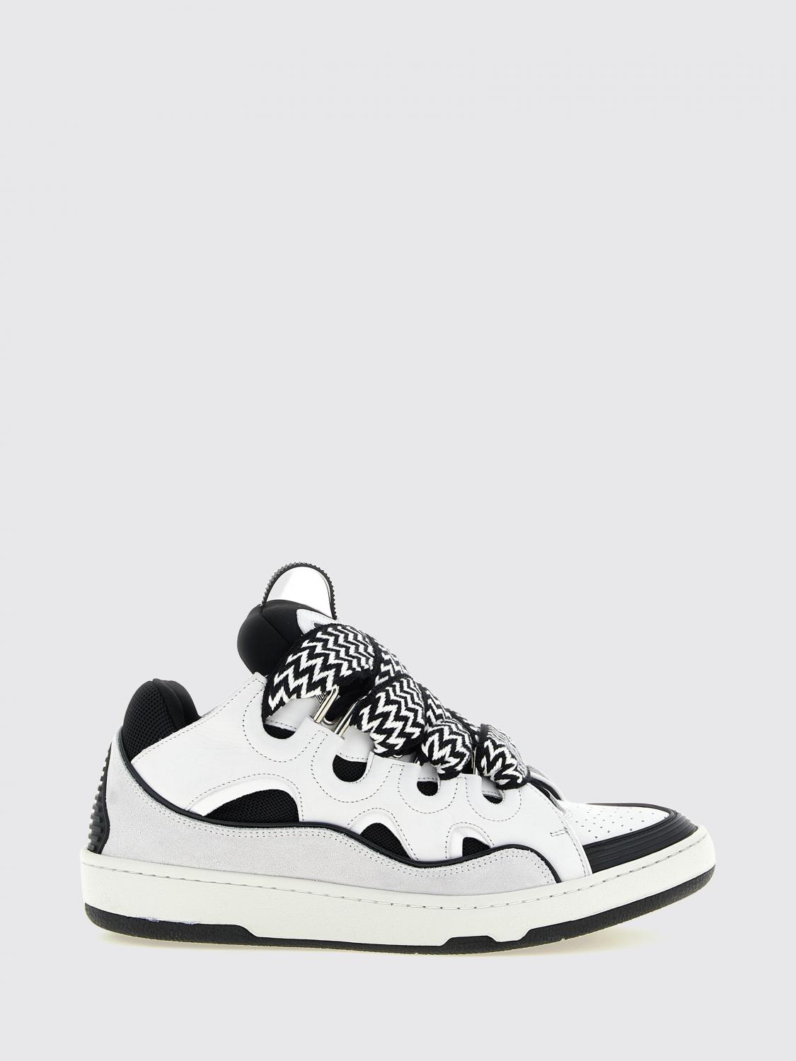 Lanvin Curb Suede and Mesh Low-Top Trainers in a Bicolour Design