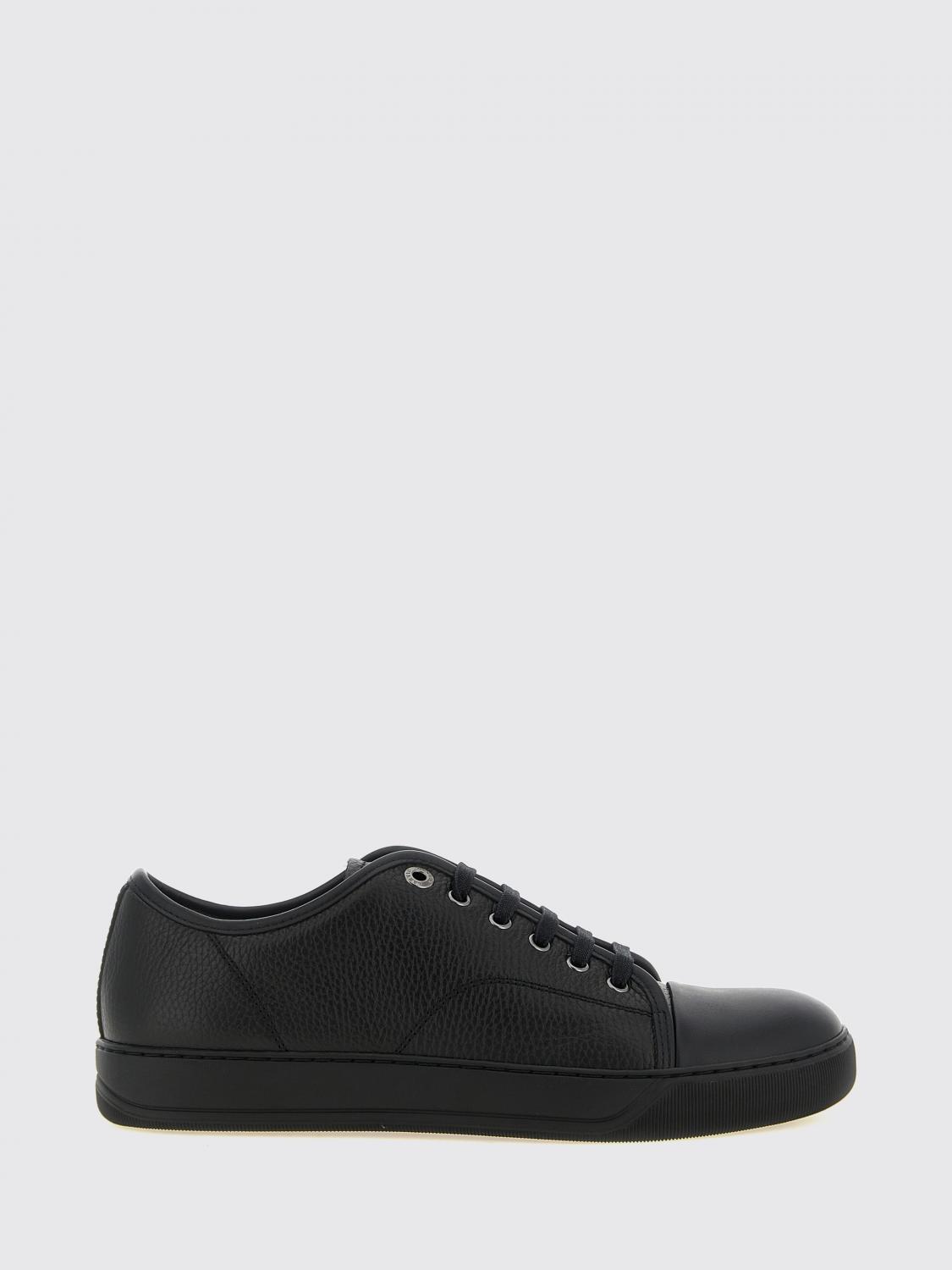 Lanvin DBB1 Grained Calfskin Leather Low-Top Trainers with Round Toe