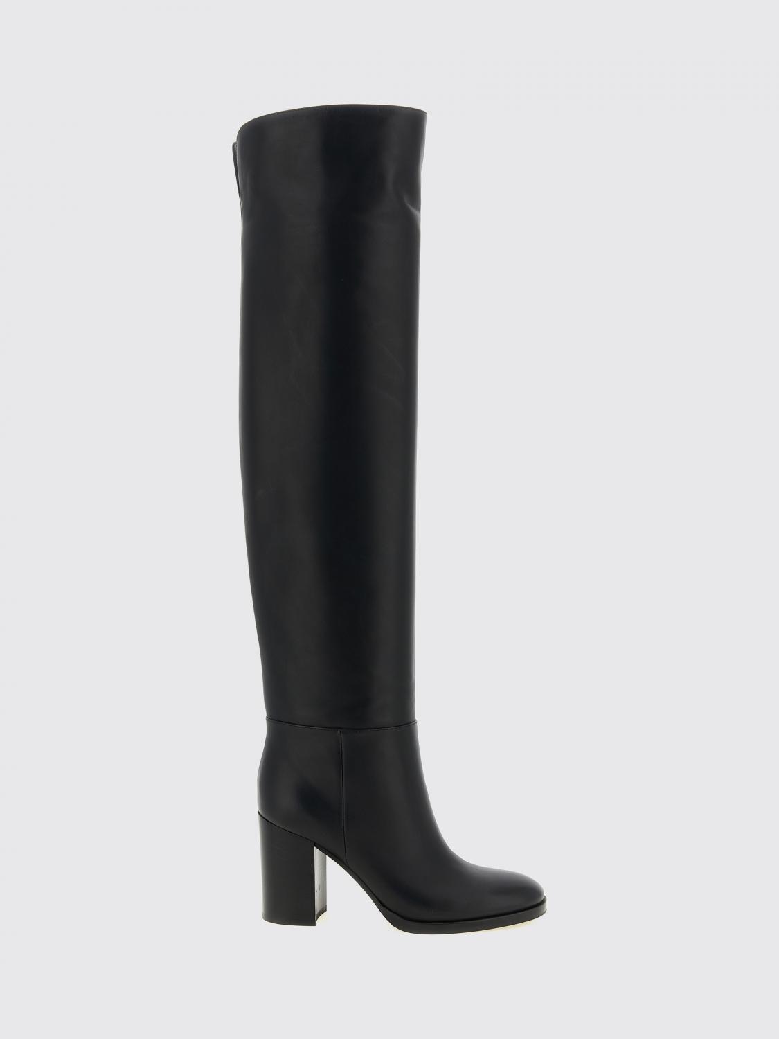 Gianvito Rossi Over-the-Knee Calfskin Leather Boots with High Block Heel