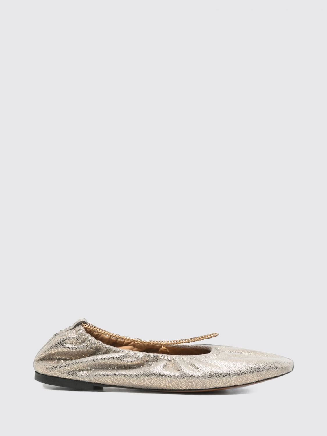 Stella Mccartney Metallic Mesh Ballet Flats in Crackled Faux Leather