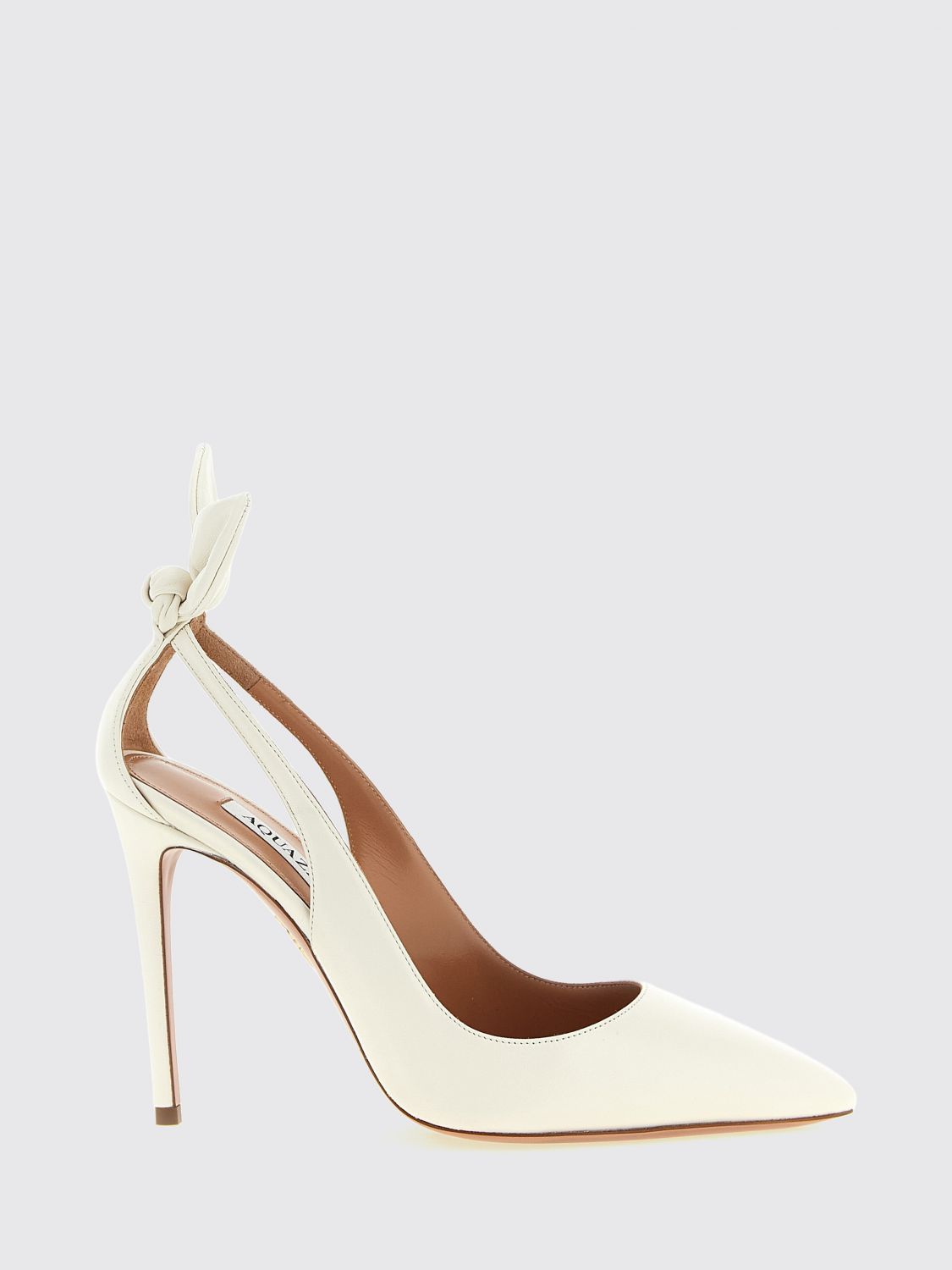Aquazzura Bow Tie High Heel Nappa Leather Court Shoes with Cut-Out Detail