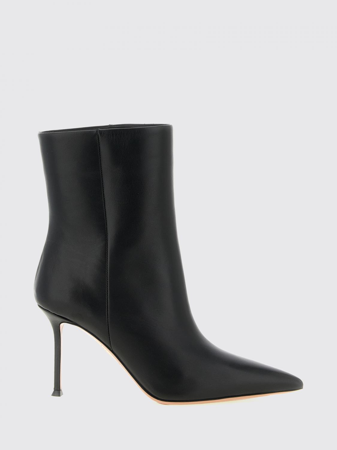 Aquazzura Harper Calfskin Leather Ankle Boots with High Stiletto Heel