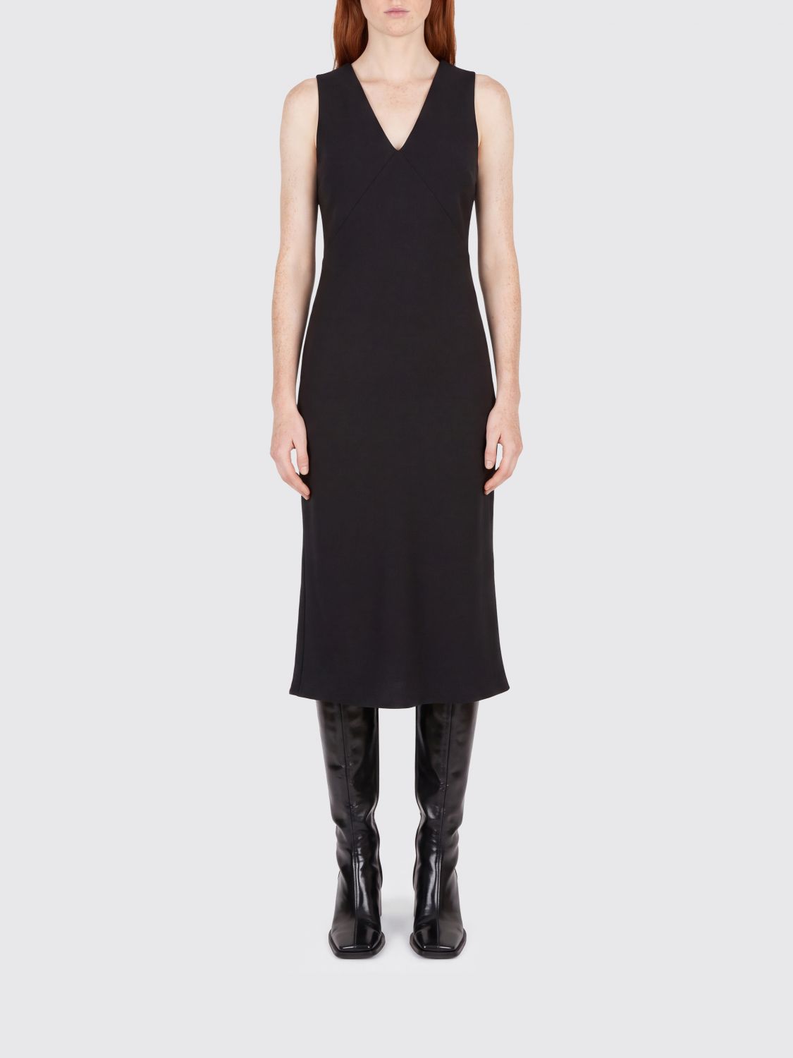CALVIN KLEIN Abito midi a tubino slim fit senza maniche con scollatura a V