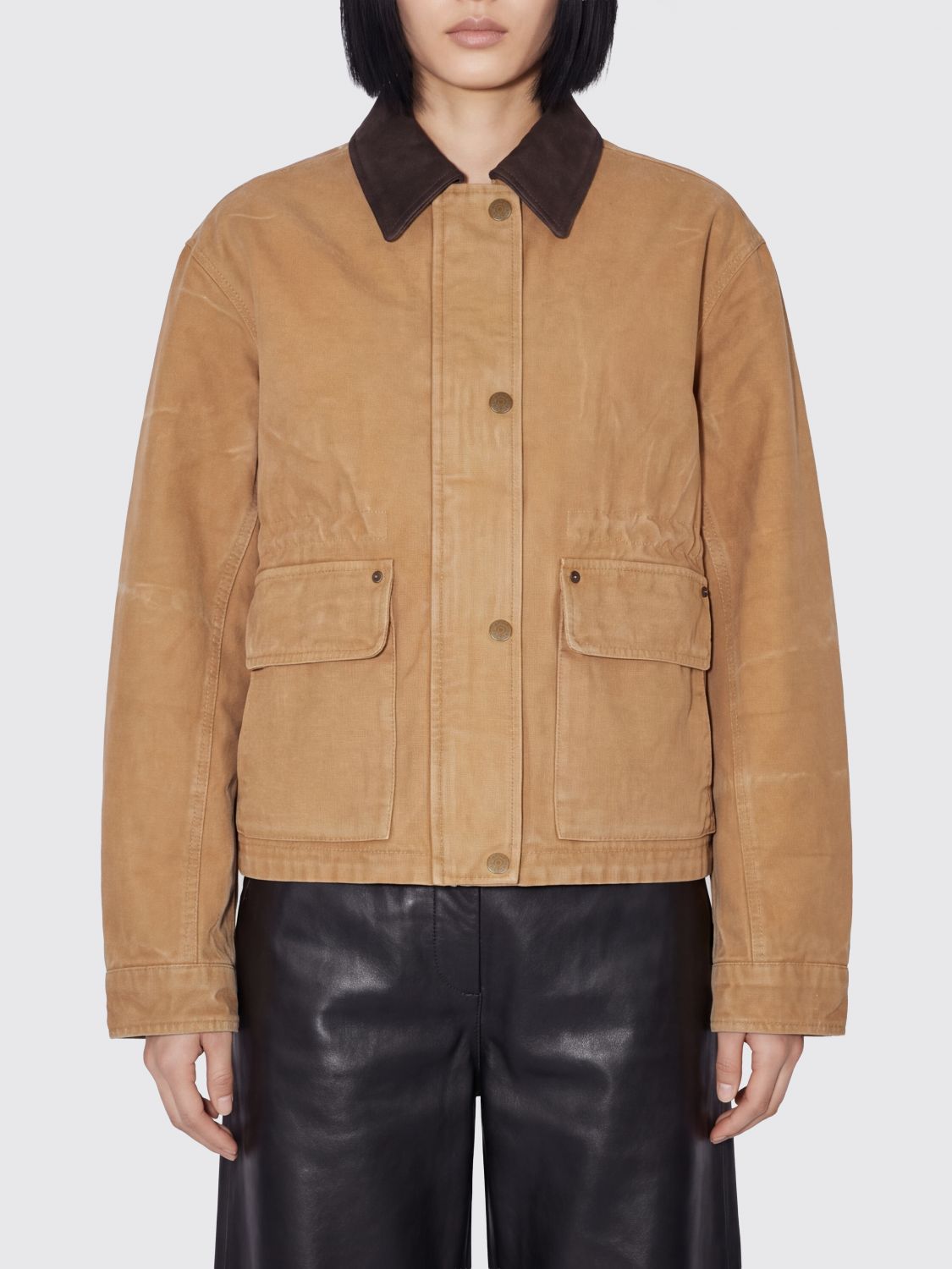 ACNE STUDIOS Cotton Shirt Jacket with Corduroy Collar