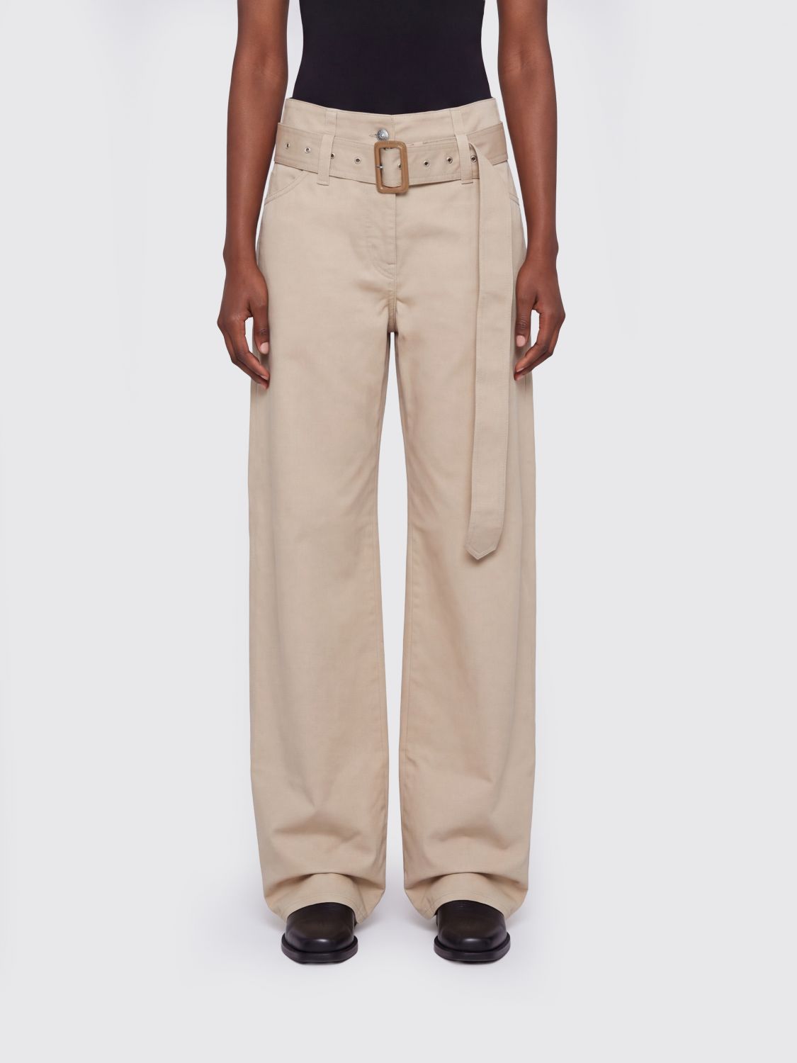 ACNE STUDIOS High-Waisted Wide Leg Trousers in Organic Cotton with Five Pockets