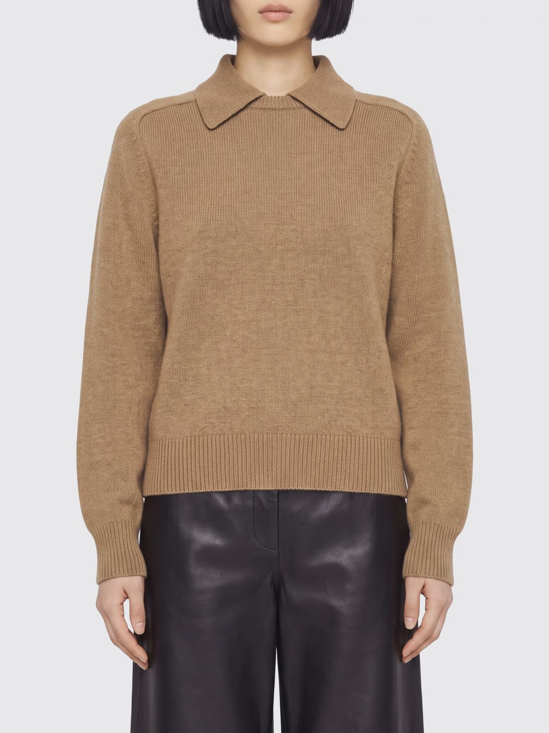 KHAITE Long-Sleeved Wool and Cashmere Blend Knit Polo with Classic Collar