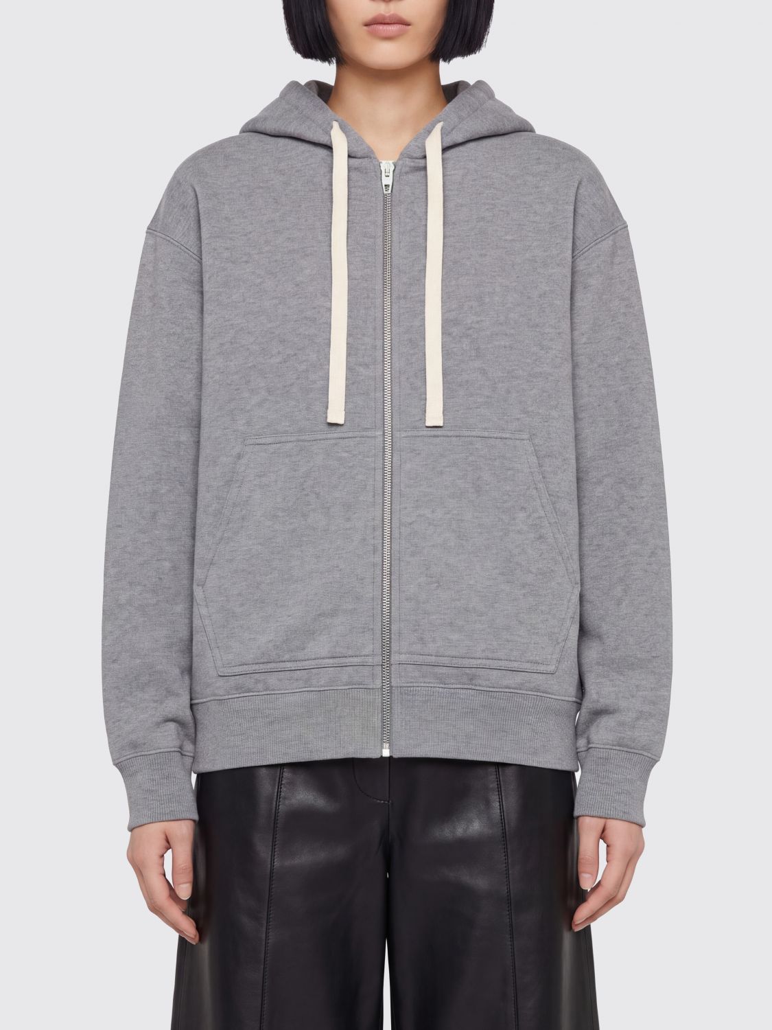 Jil Sander Oversized Cotton Zip-Up Hoodie with Kangaroo Pocket