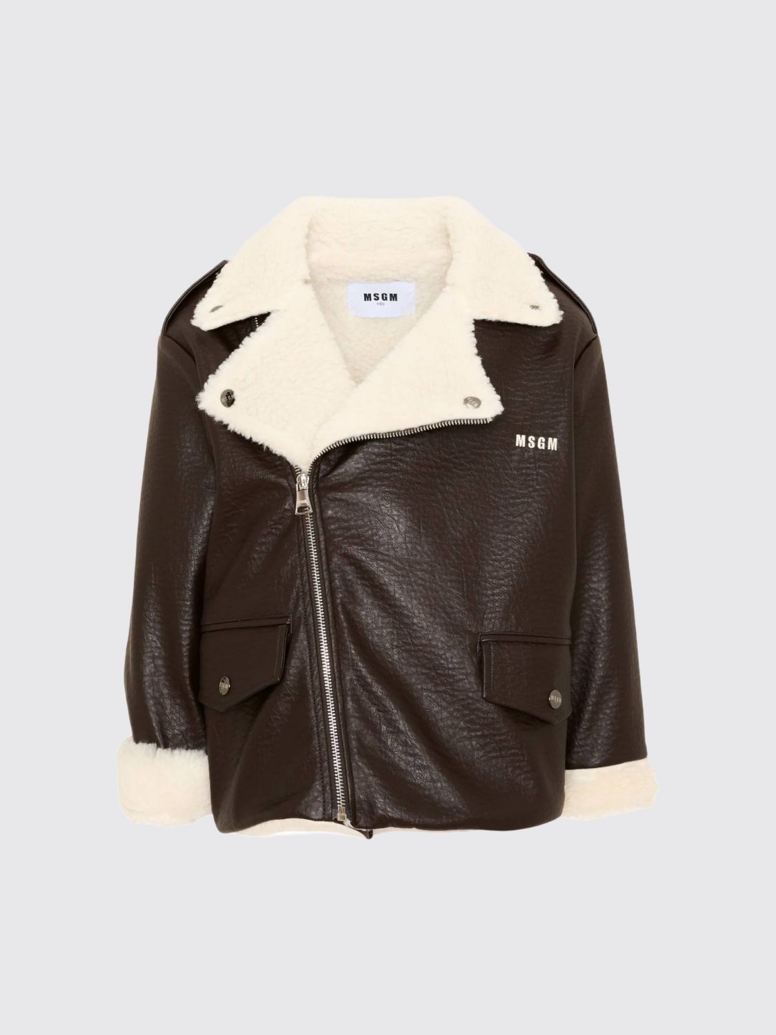 Msgm Kids Coat Kids Color Brown