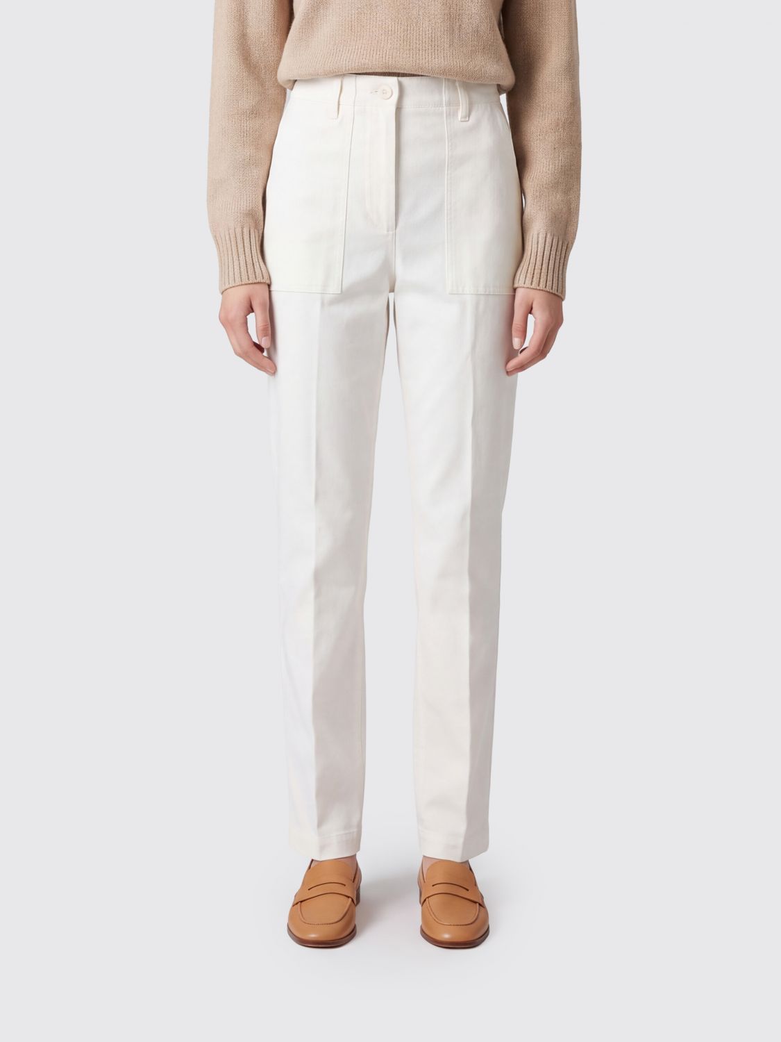 Aspesi High-Waisted Tapered Straight Cotton Trousers