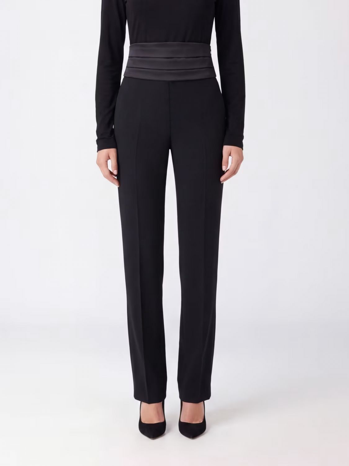 ERMANNO SCERVINO High-Waisted Slim Fit Cady Tuxedo Trousers