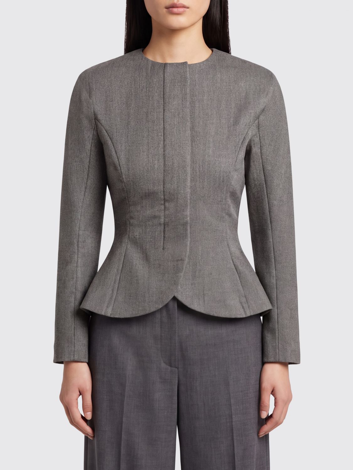 JACQUEMUS Cropped Slim Fit Blazer with a Round Neck and Concealed Fastening