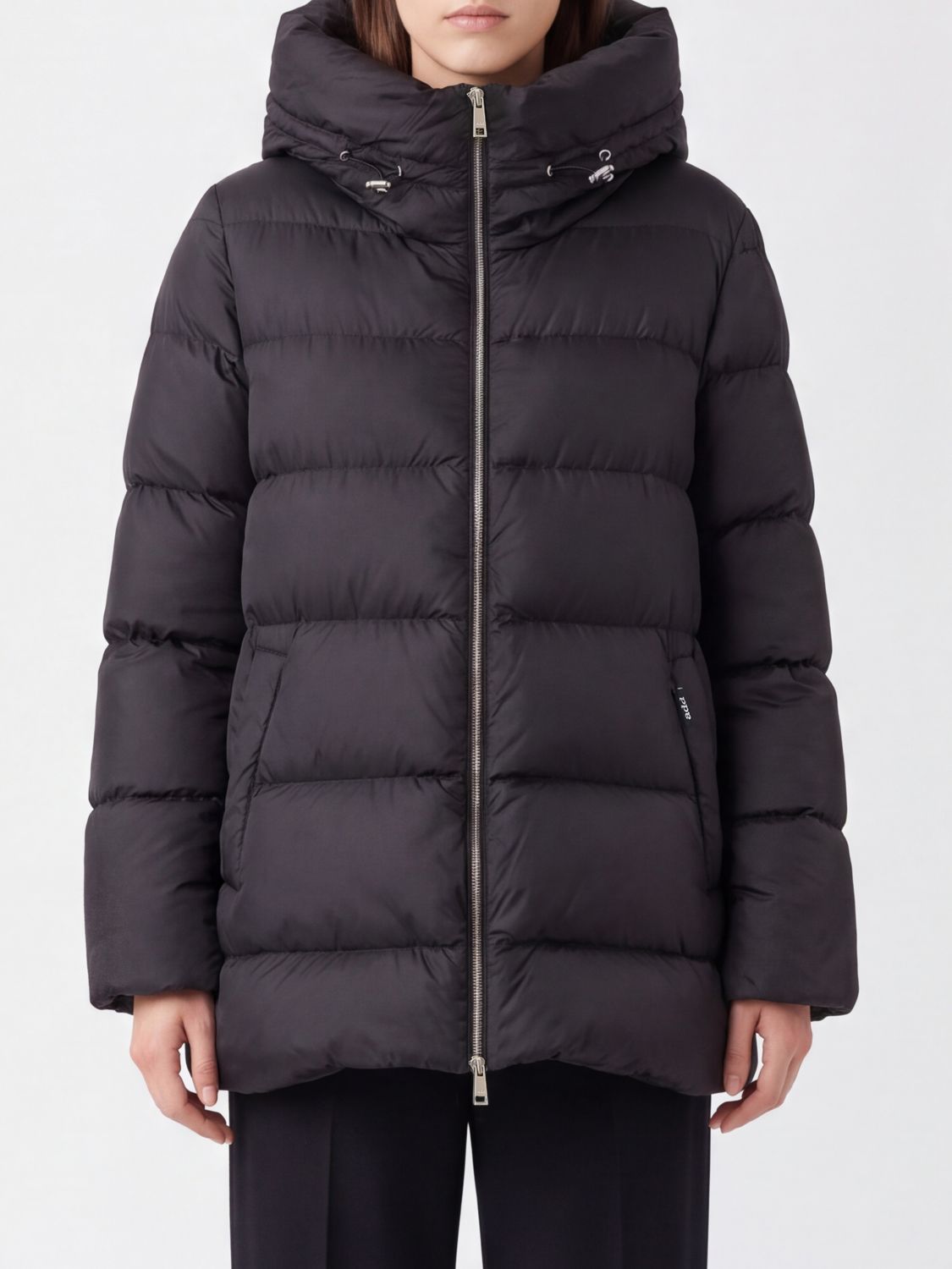 ADD Short Water-Repellent Polyester Puffer Jacket with Hood and High Neck ADD Short Water-Repellent Polyester Puffer Jacket with Hood and High Neck