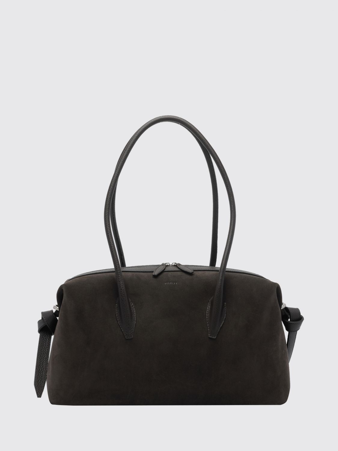 YUZEFI Brioche Suede Calfskin Leather Shoulder Bag with Double Handle