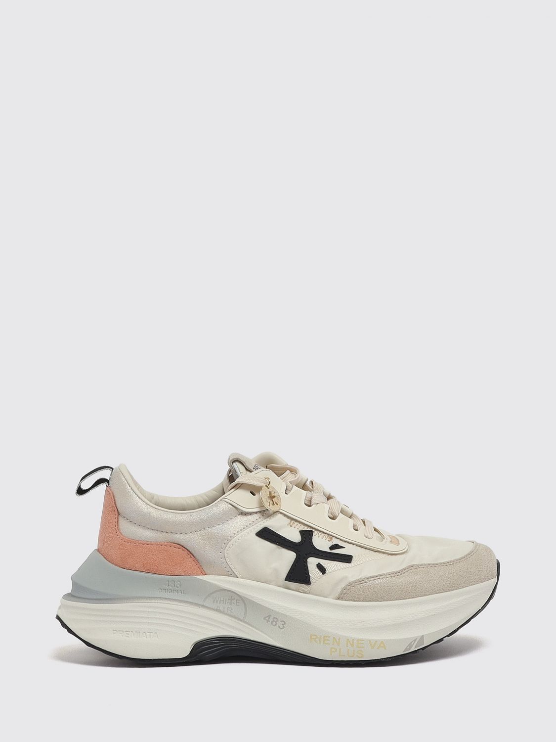 Premiata Hill Nylon And Suede Sneakers With Chunky Sole In Animal Print