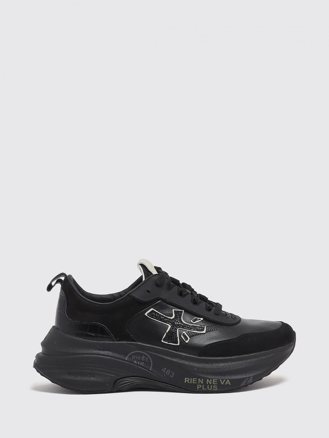 Premiata Hill Nylon And Suede Sneakers With Chunky Sole In Black