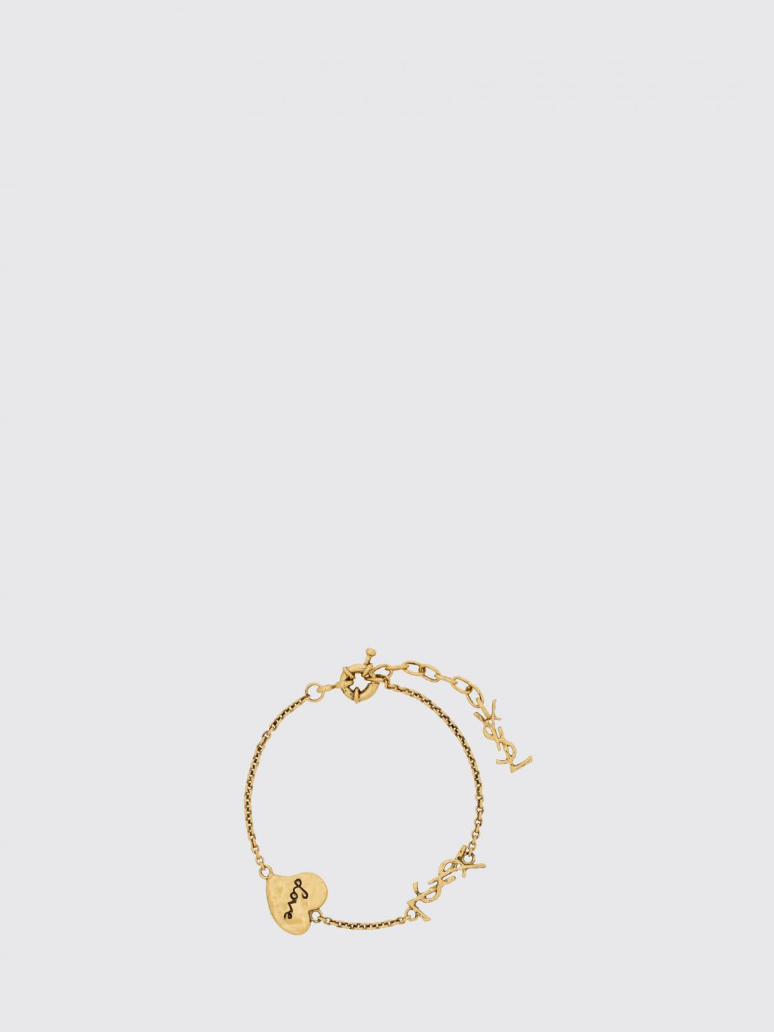 SAINT LAURENT Cassandre YSL Monogram and Hearts Brass Bracelet SAINT LAURENT Cassandre YSL Monogram and Hearts Brass Bracelet