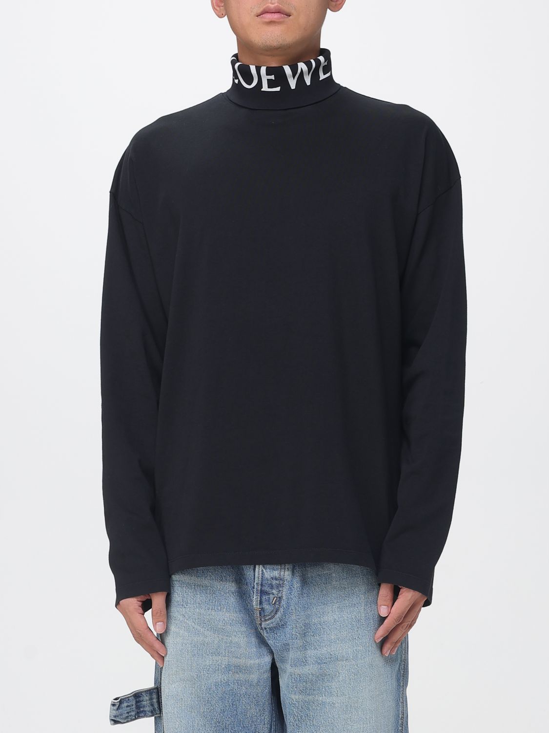 LOEWE Cotton Roll Neck with Contrast Logo and Dropped Shoulders