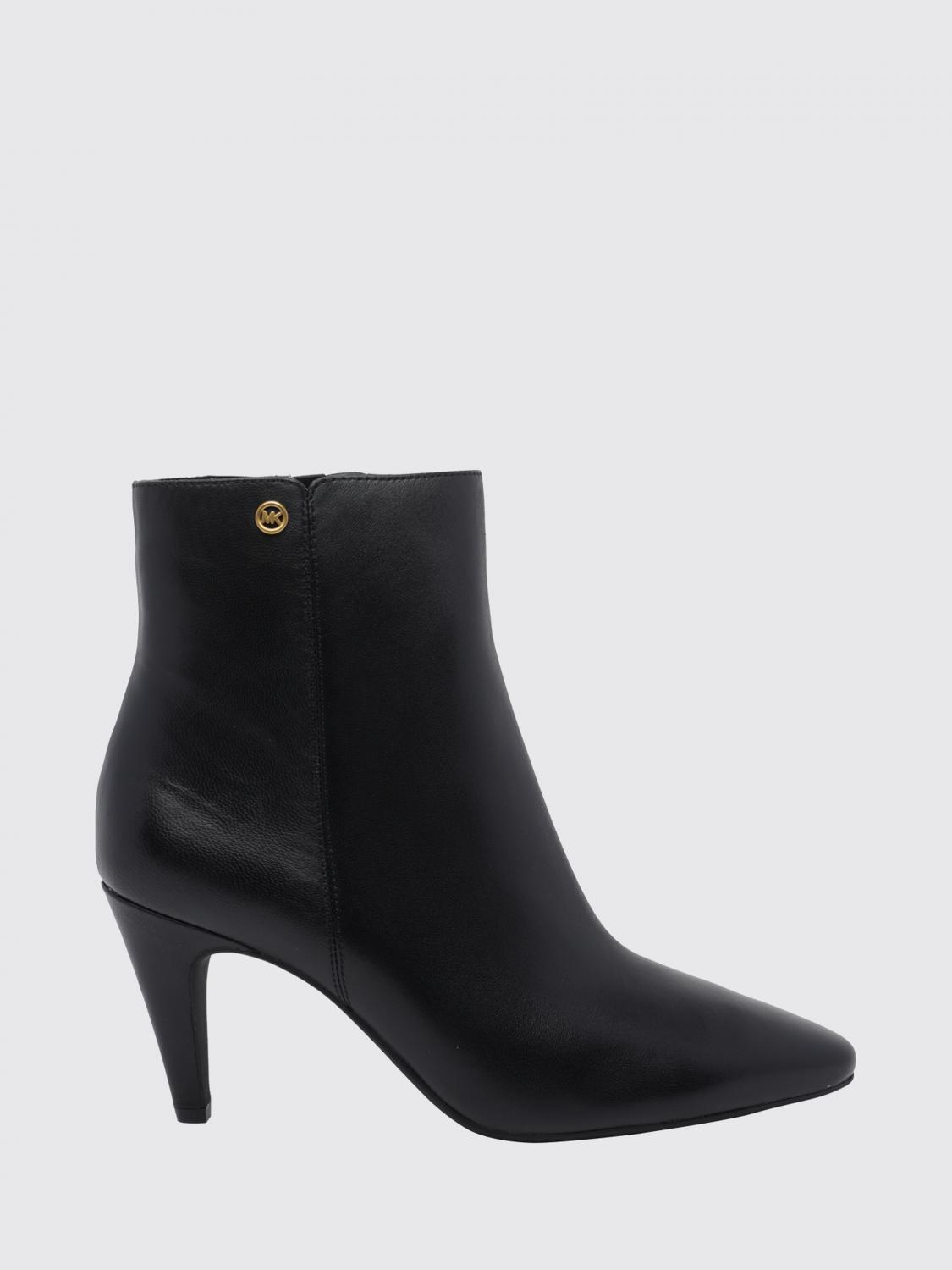 Michael Kors Daniela Leather Ankle Boots with Stiletto Heel and MK Logo
