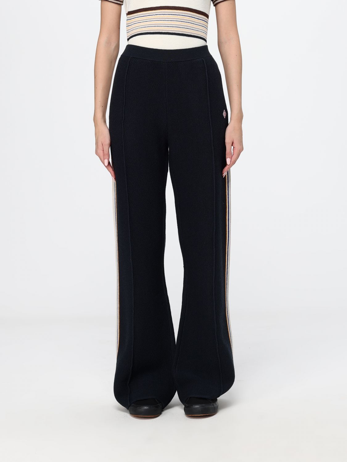 Casablanca High-Waisted Wide-Leg Wool and Cotton-Blend Knit Joggers