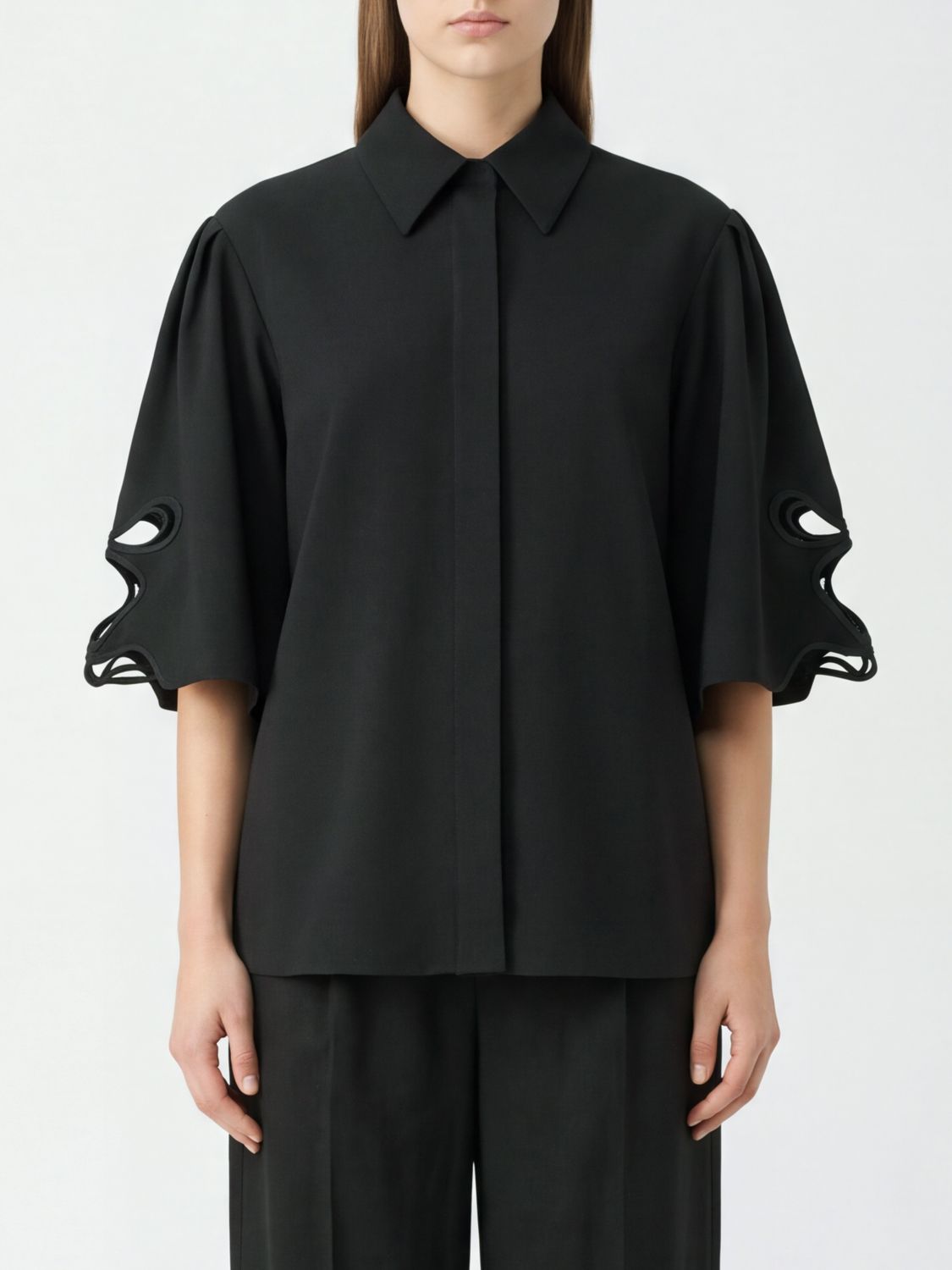BLUMARINE Short-Sleeved Shirt with Classic Collar and Dropped Shoulders