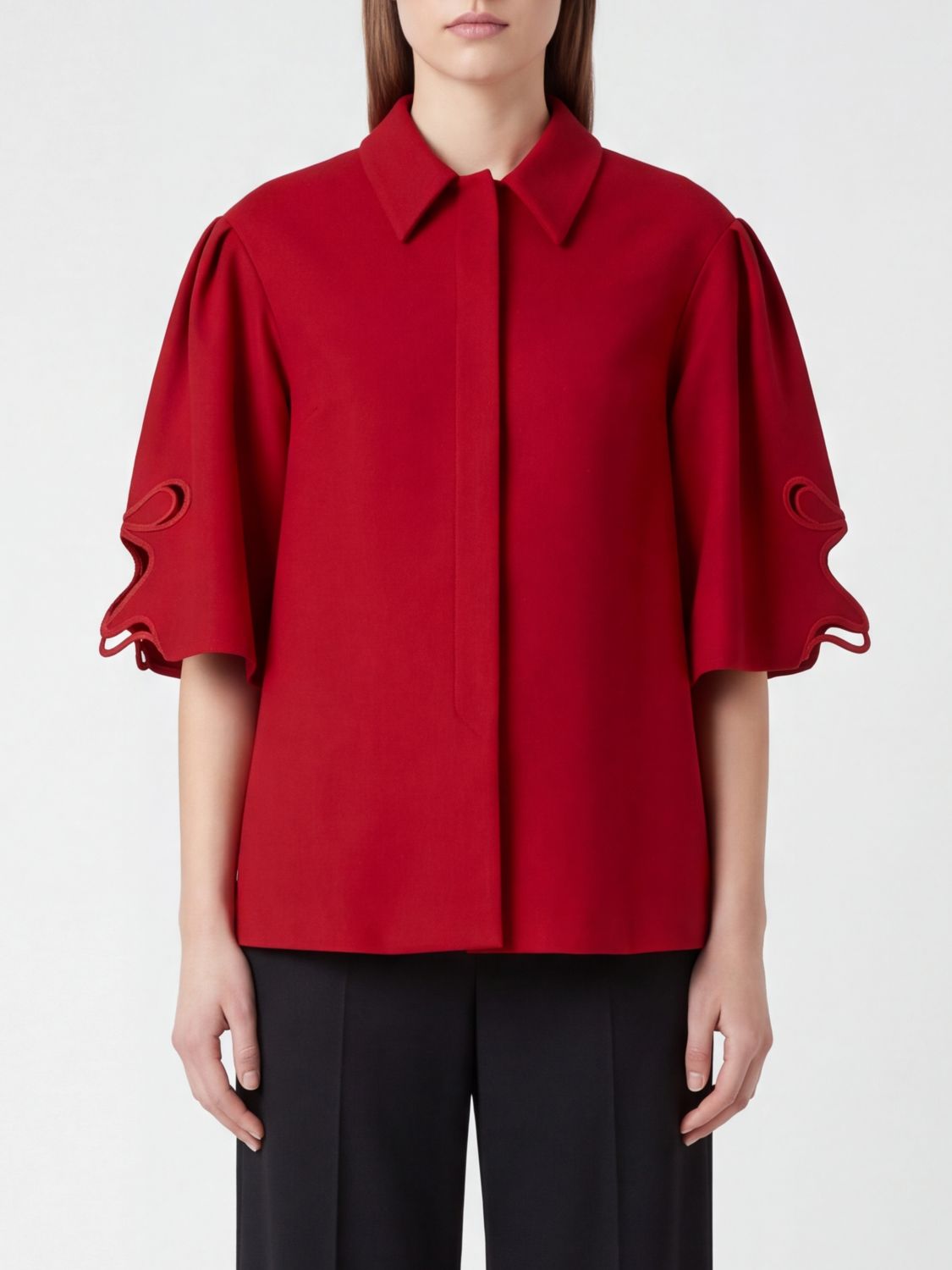 BLUMARINE Short-Sleeved Shirt with Classic Collar and Dropped Shoulders