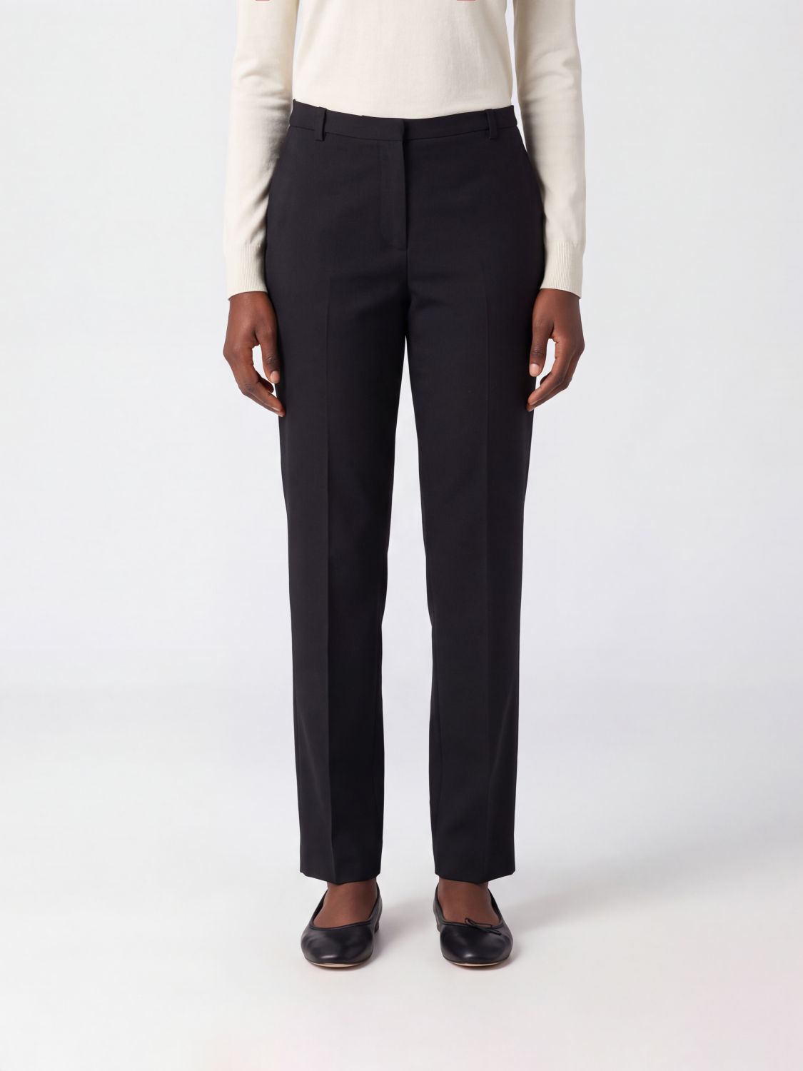 ANINE BING Mid-Rise Straight-Leg Trousers in a Wool Blend with Belt Loops