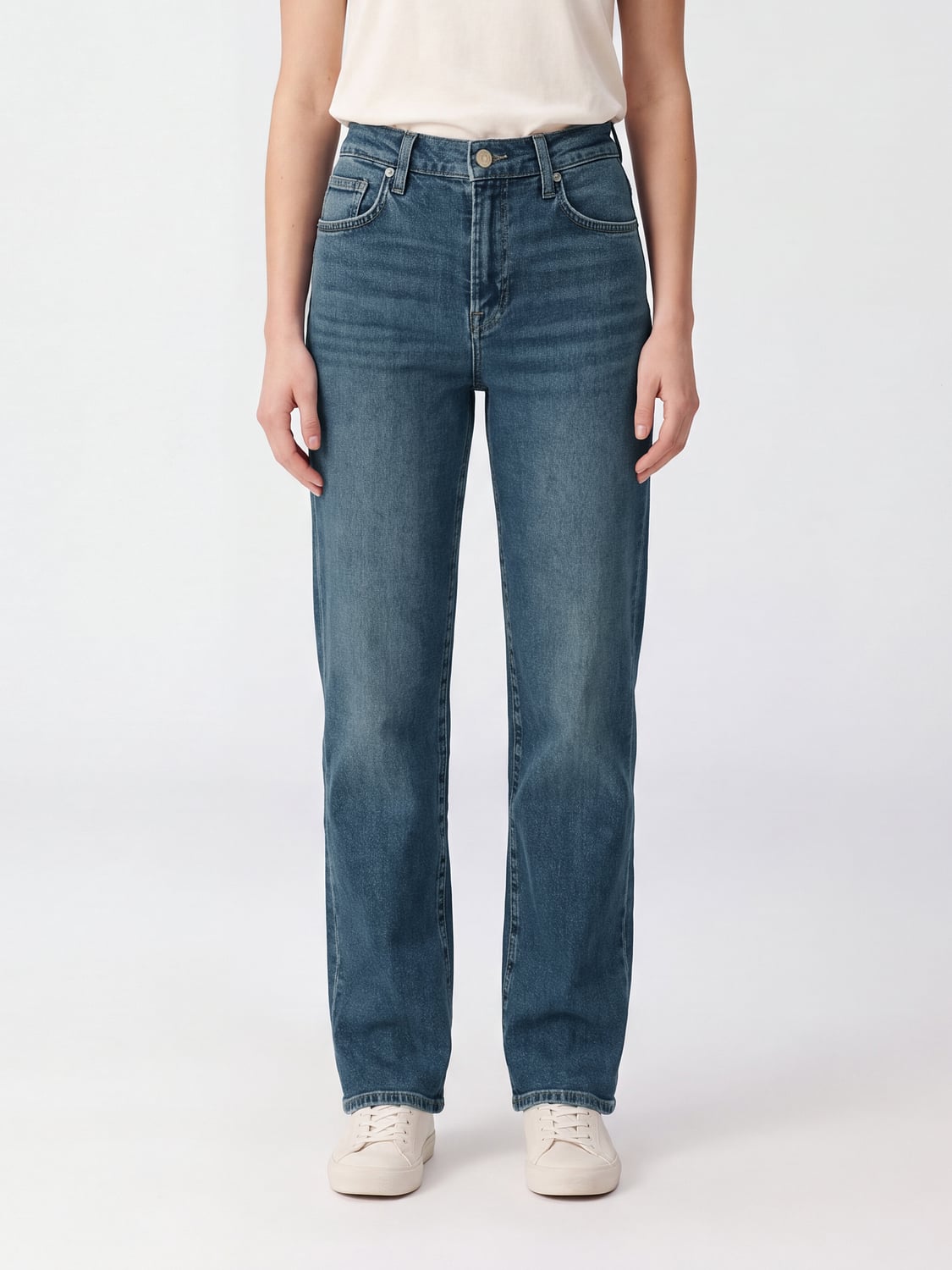 7 FOR ALL MANKIND Jeans straight a vita alta modello Stovepipe in denim