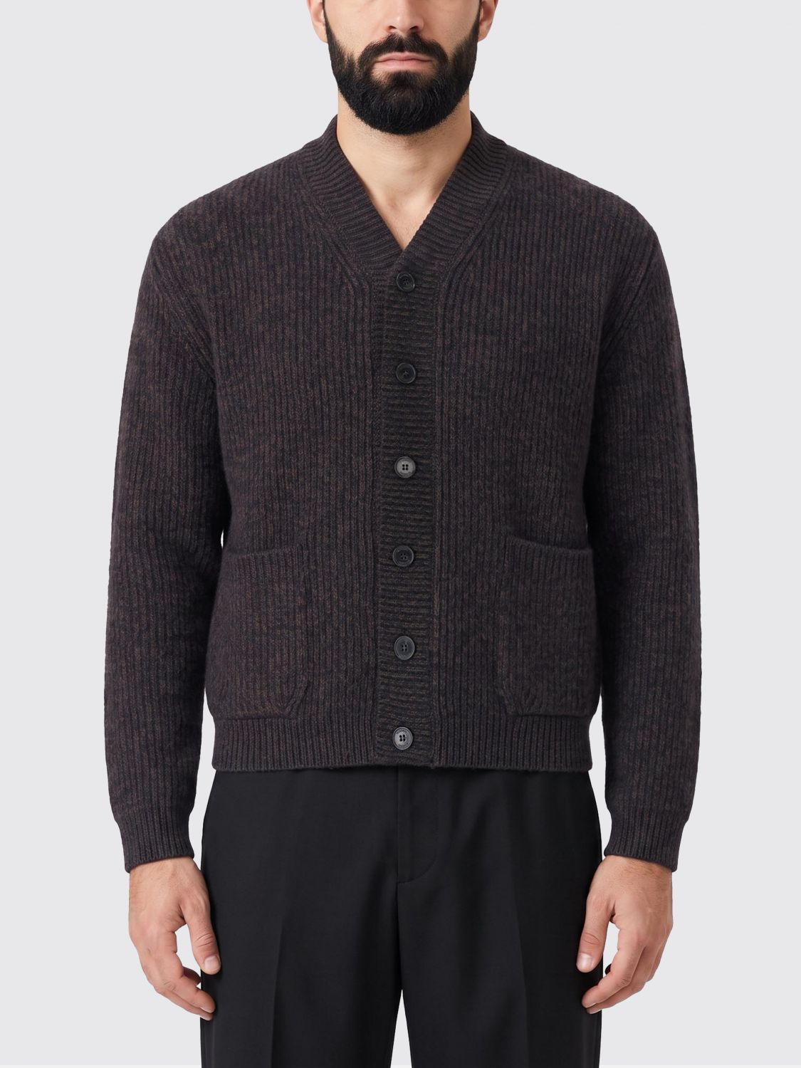 Missoni V-Neck Wool Blend Cardigan with Button Closure and Patch Pockets