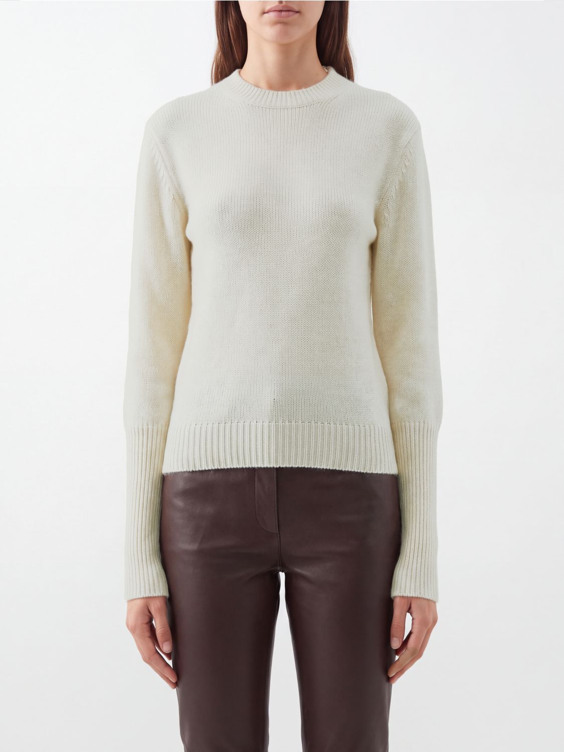 LANVIN Pure Cashmere Crewneck Jumper with Ribbed Trims