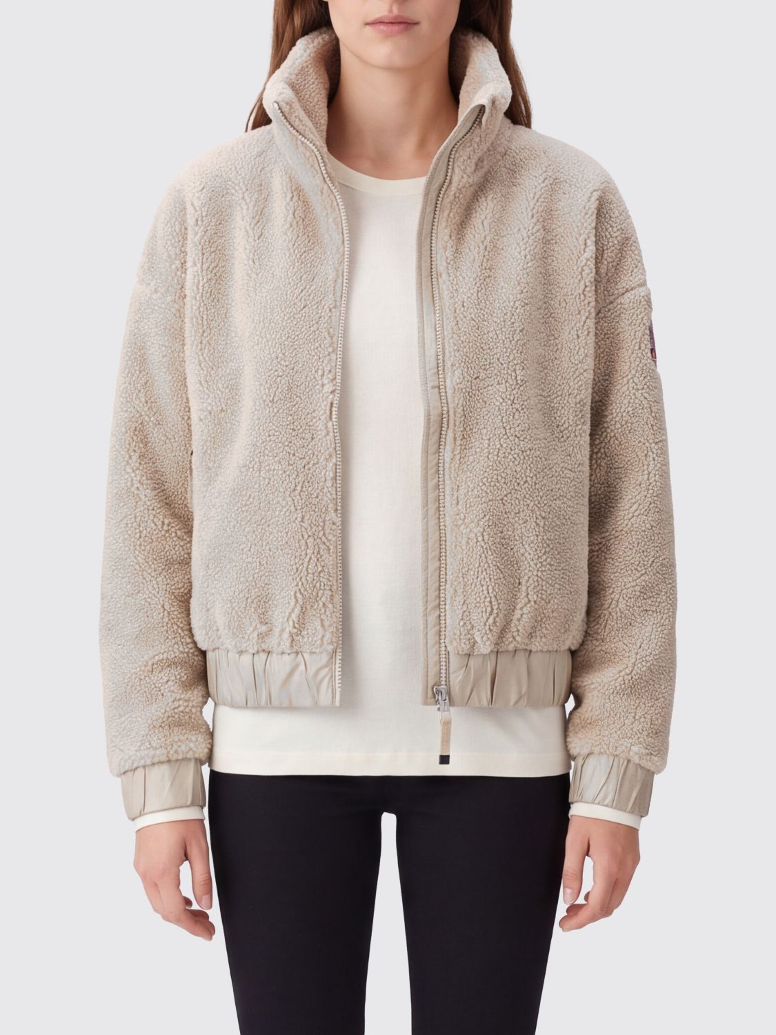 PARAJUMPERS Short High-Neck Fleece Jacket with Logo Patch PARAJUMPERS Short High-Neck Fleece Jacket with Logo Patch