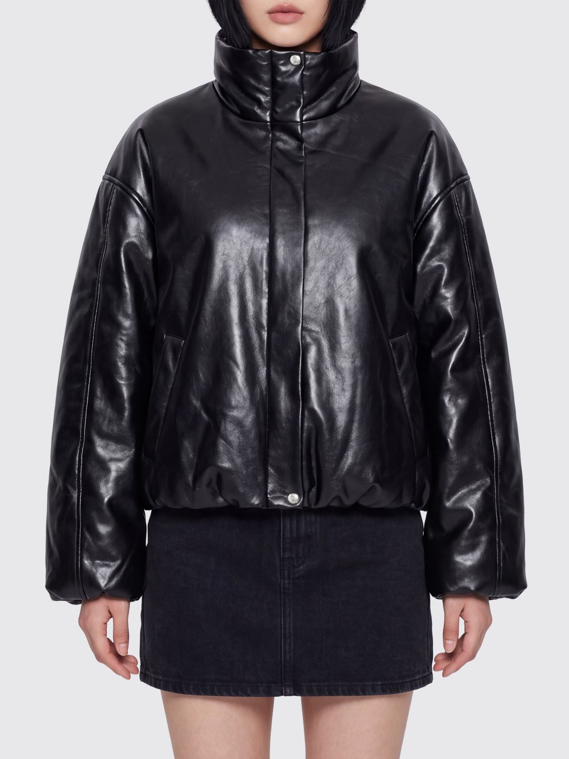 ANINE BING Cyrus Regenerated Leather Bomber Jacket with a Relaxed Fit