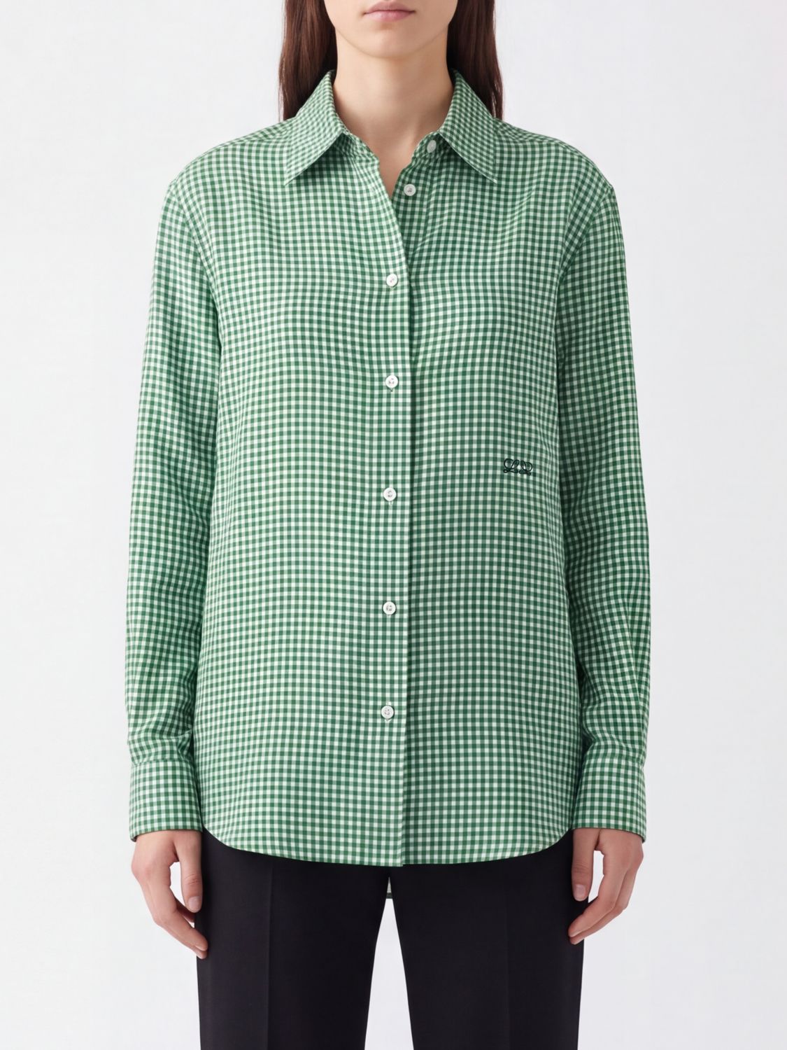 LOEWE Vichy Silk Shirt with Embroidered Logo