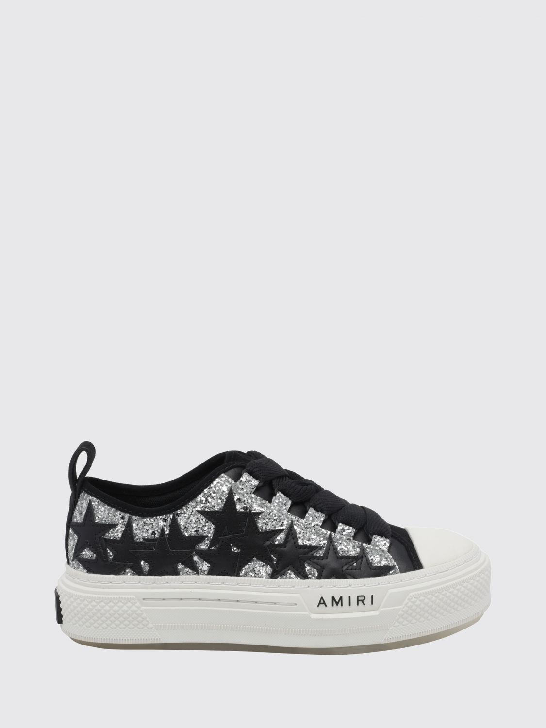 Amiri Stars Court Leather and Mesh Sneakers with Star Motif and Platform Sole