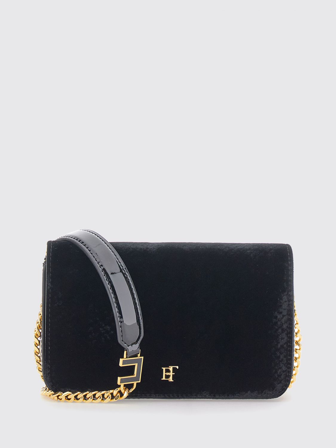 ELISABETTA FRANCHI Mini borsa a tracolla in velluto con stampa pitone