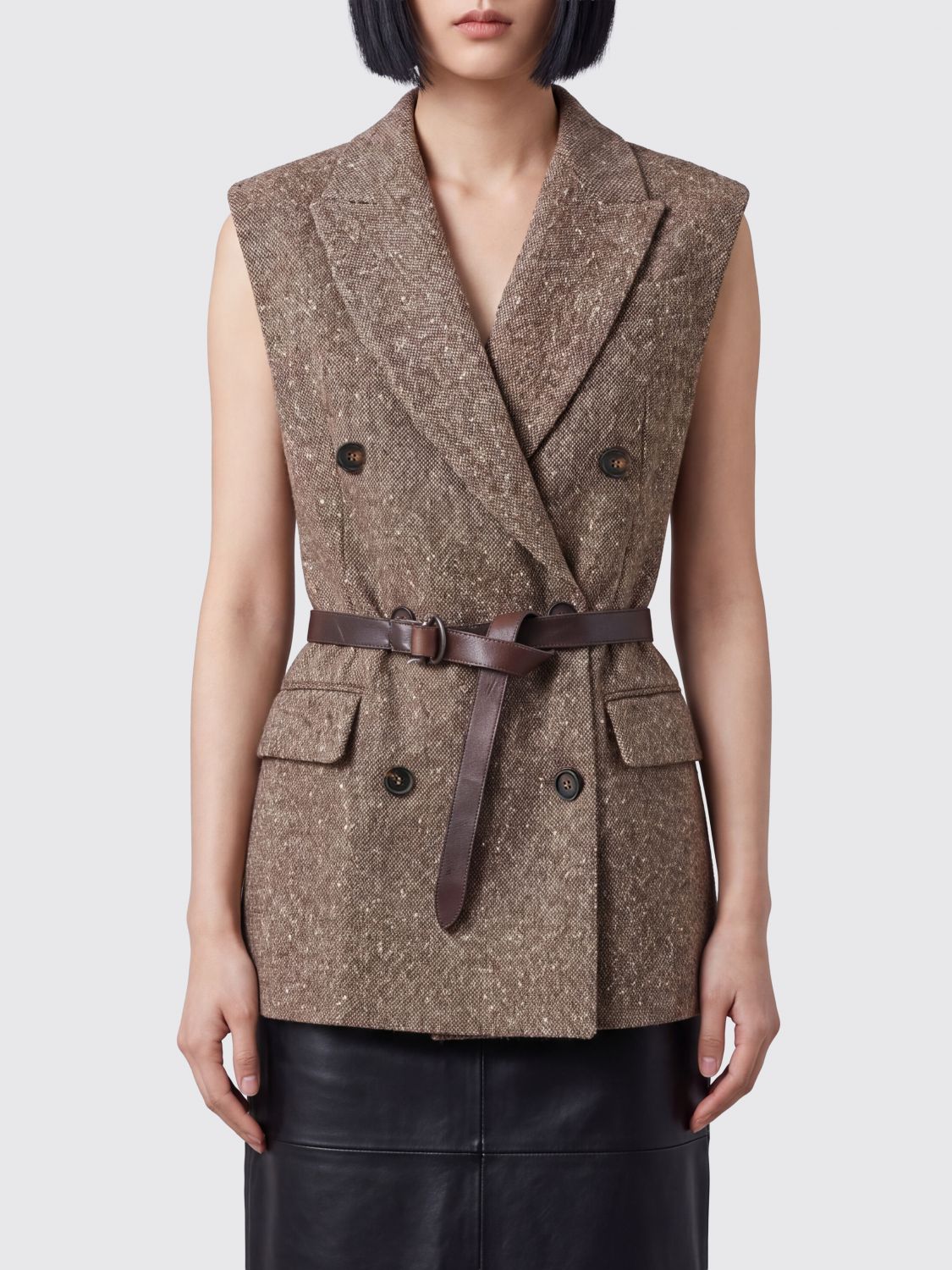 BRUNELLO CUCINELLI Double-Breasted Tailored Virgin Wool Waistcoat