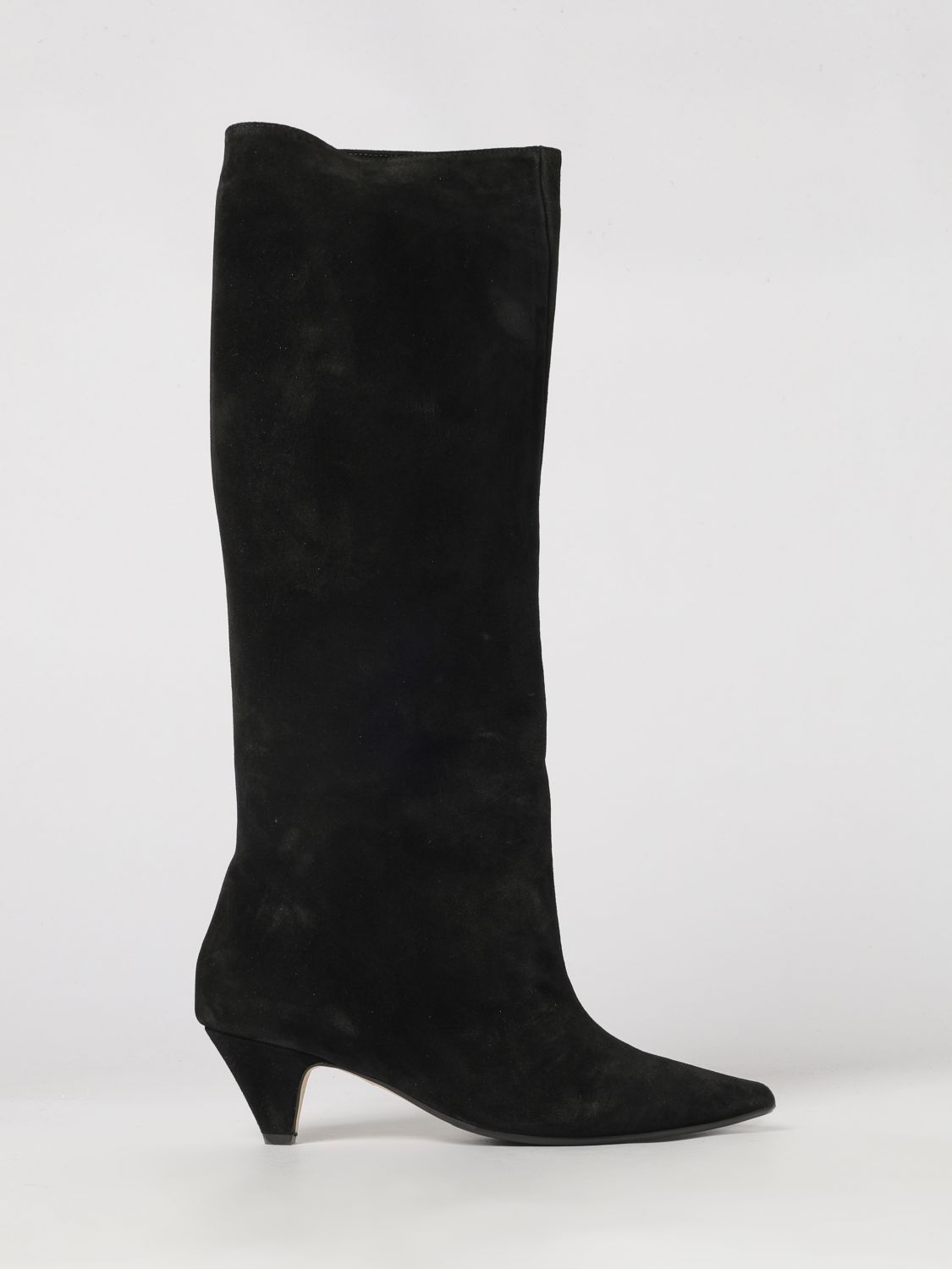 Anna F. Suede Leather Knee-High Boots with Cone Heel