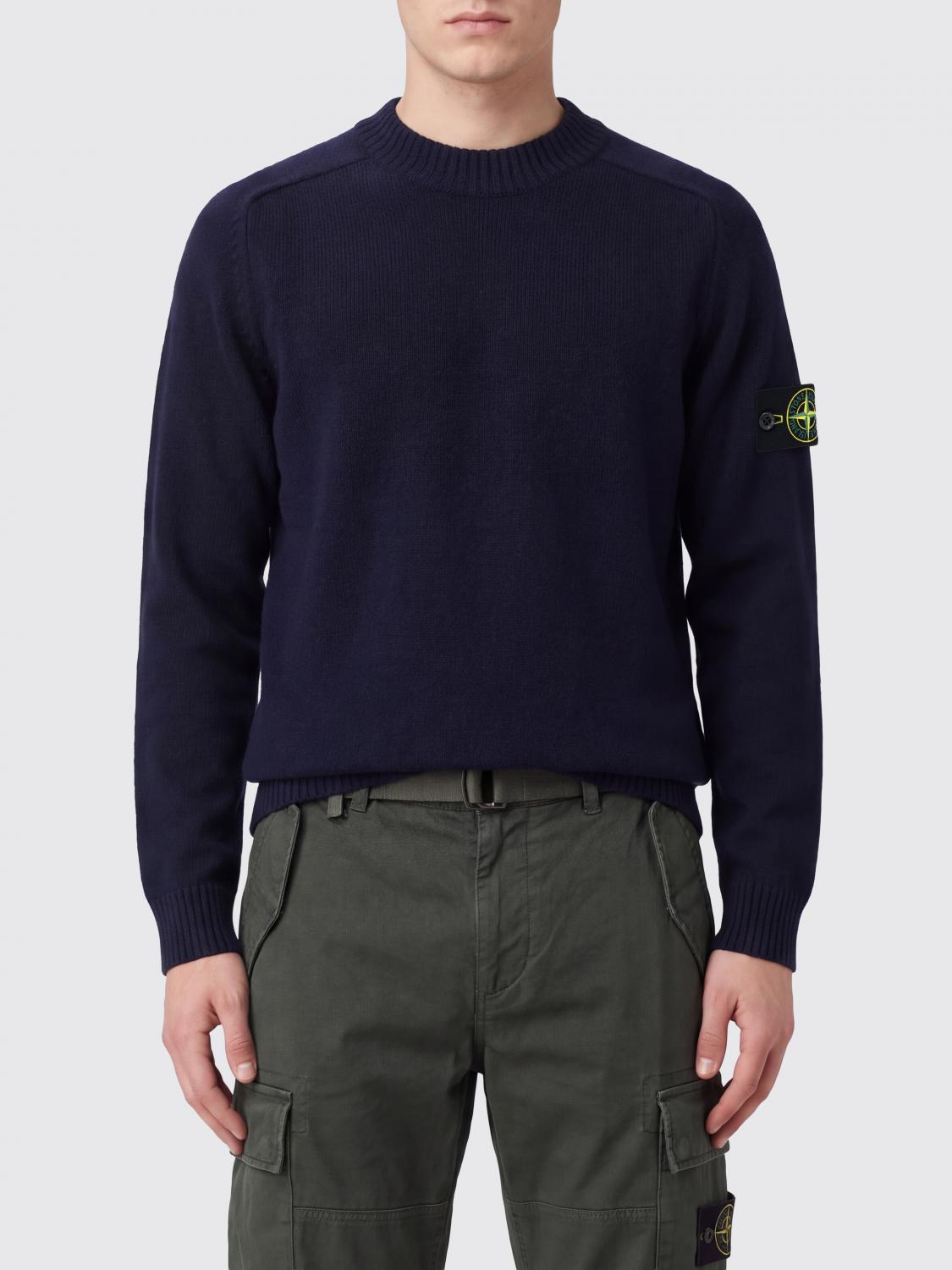 STONE ISLAND Virgin Wool Crewneck Jumper with Compass Logo Patch