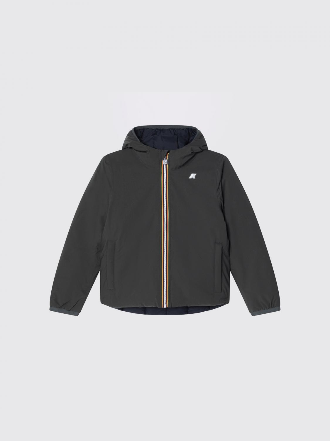 K-way Kids'  P. Jack Reversible And Waterproof Lightweight Jacket For Boys With Hood In Forest Green