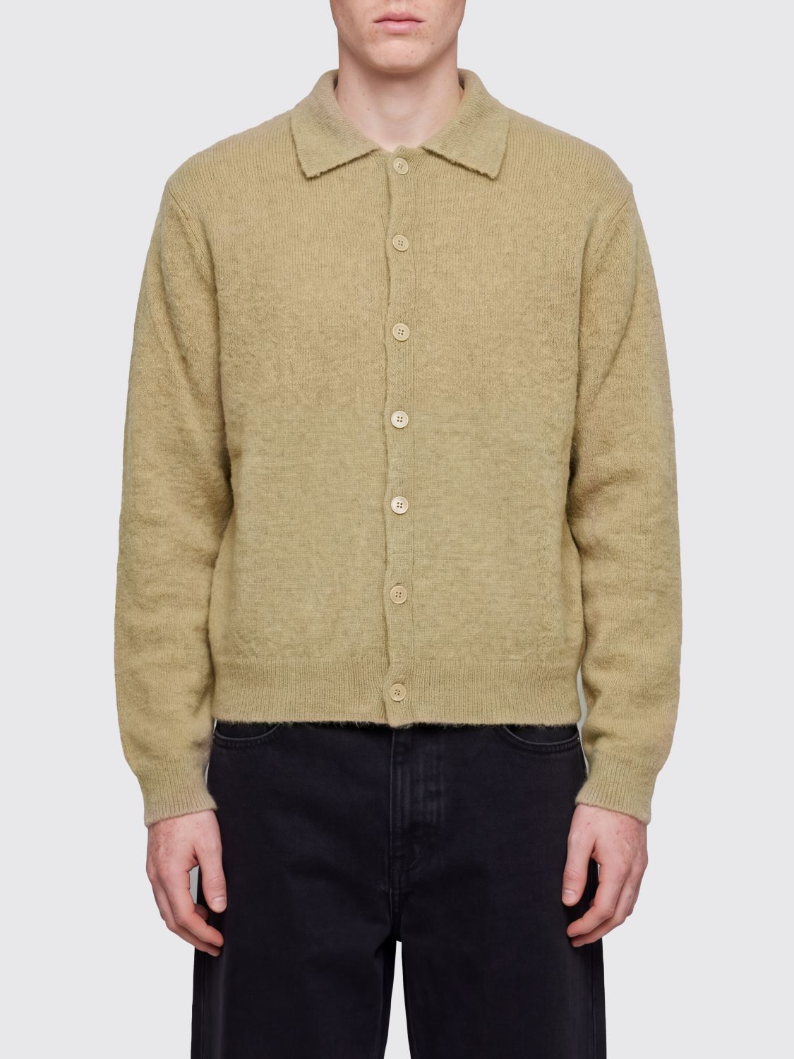 Our Legacy Alpaca and Wool Blend Polo Cardigan with Buttons